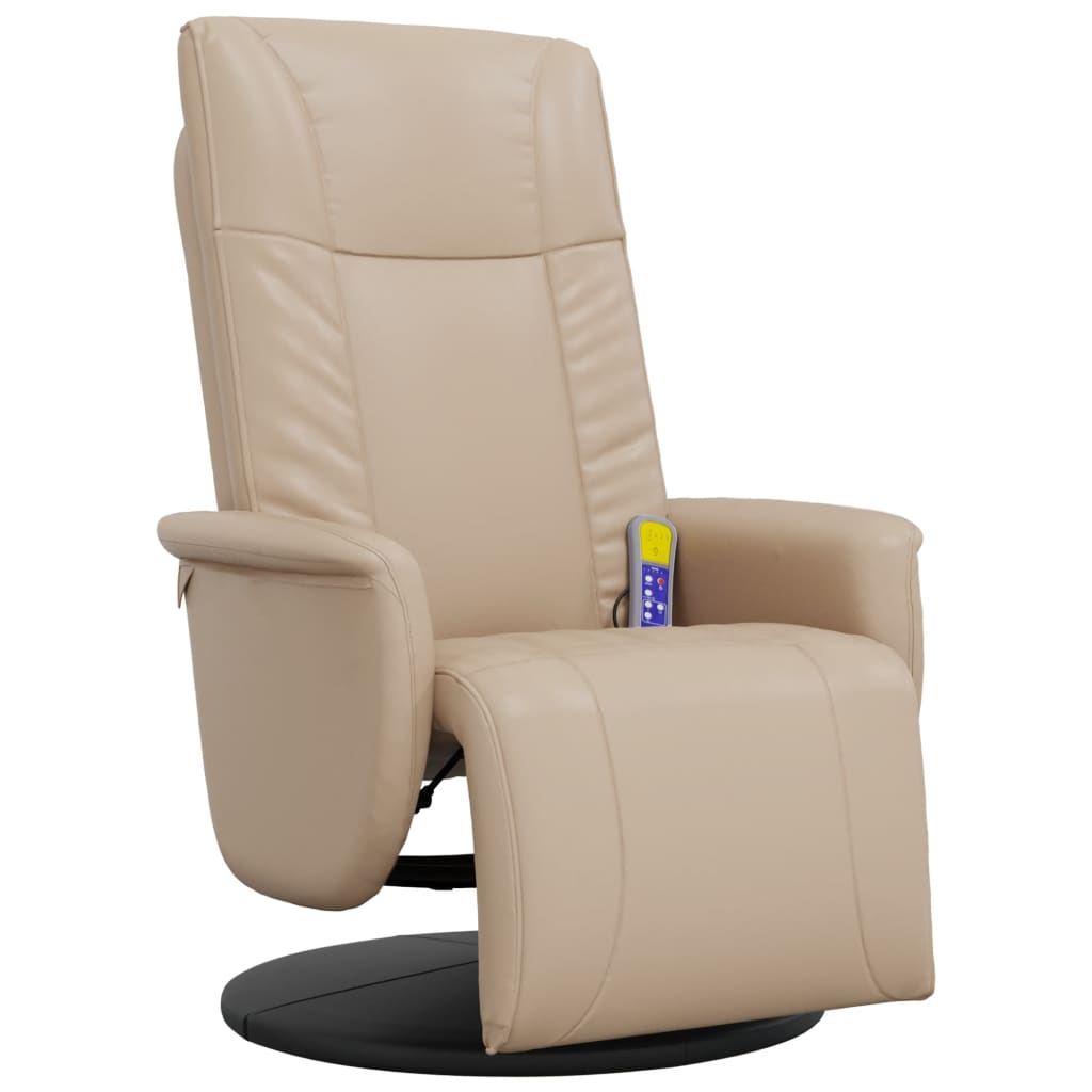 vidaXL Sillón reclinable masaje reposapiés cuero sintético capuchino