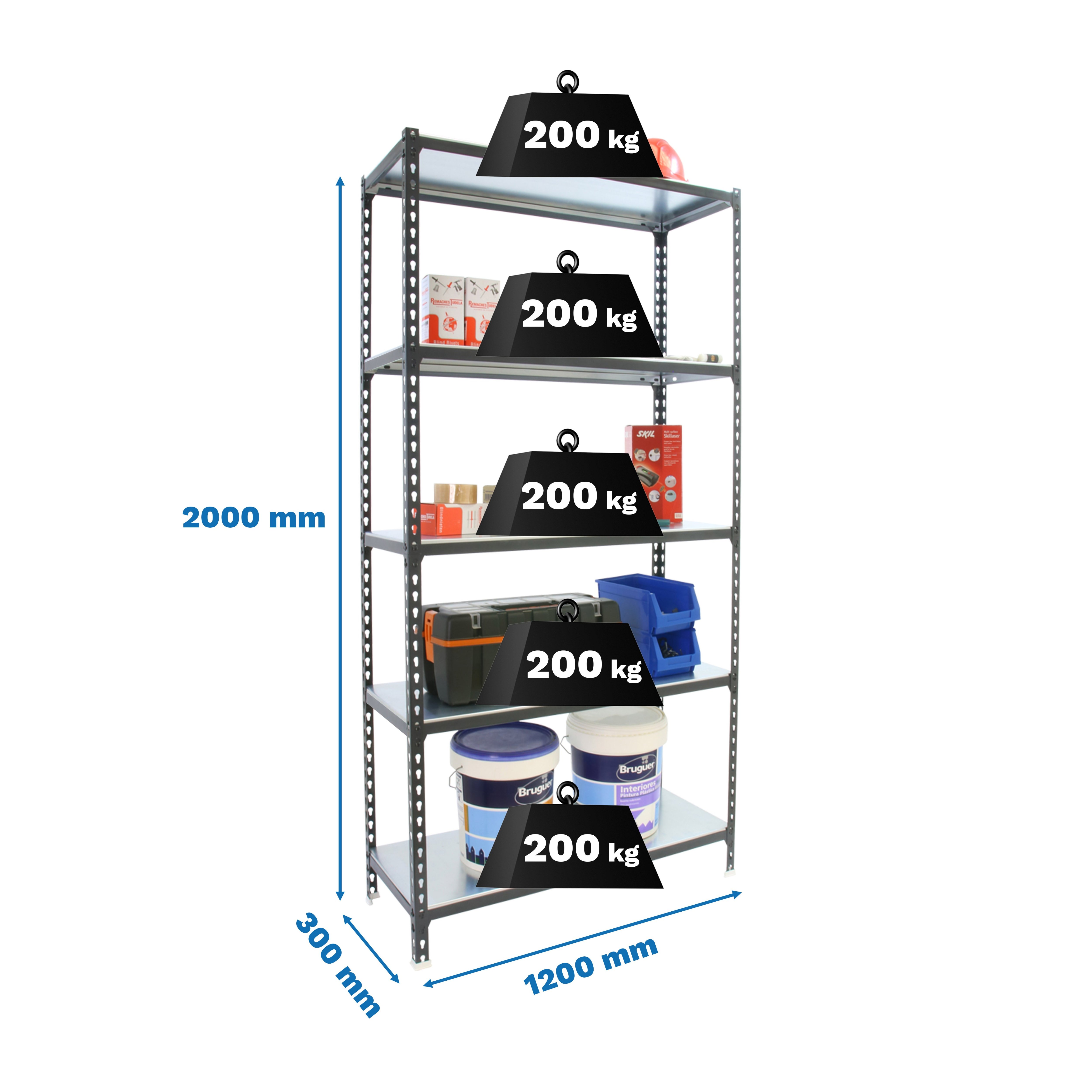 Estantería SIMONRACK Simonclick megaplus 5/300 antracita/blanco