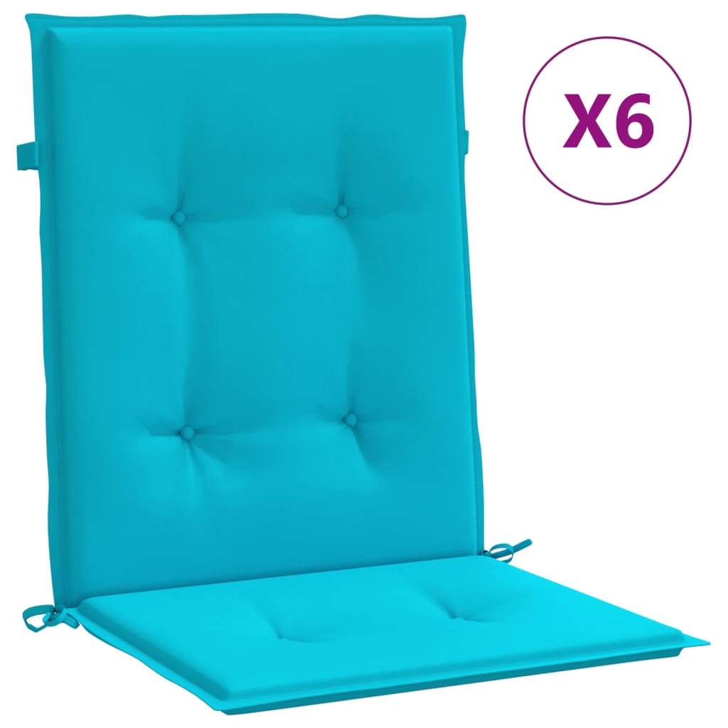 Vidaxl Cojines para Silla con Respaldo Bajo 6 Uds en Tela, Color Azul y Blanco