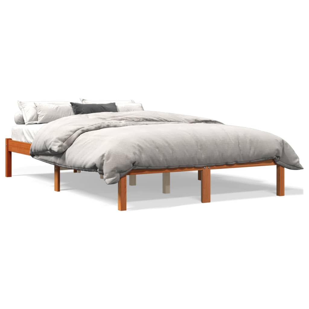 vidaXL Estructura de cama sin colchón madera maciza marrón 135x190 cm