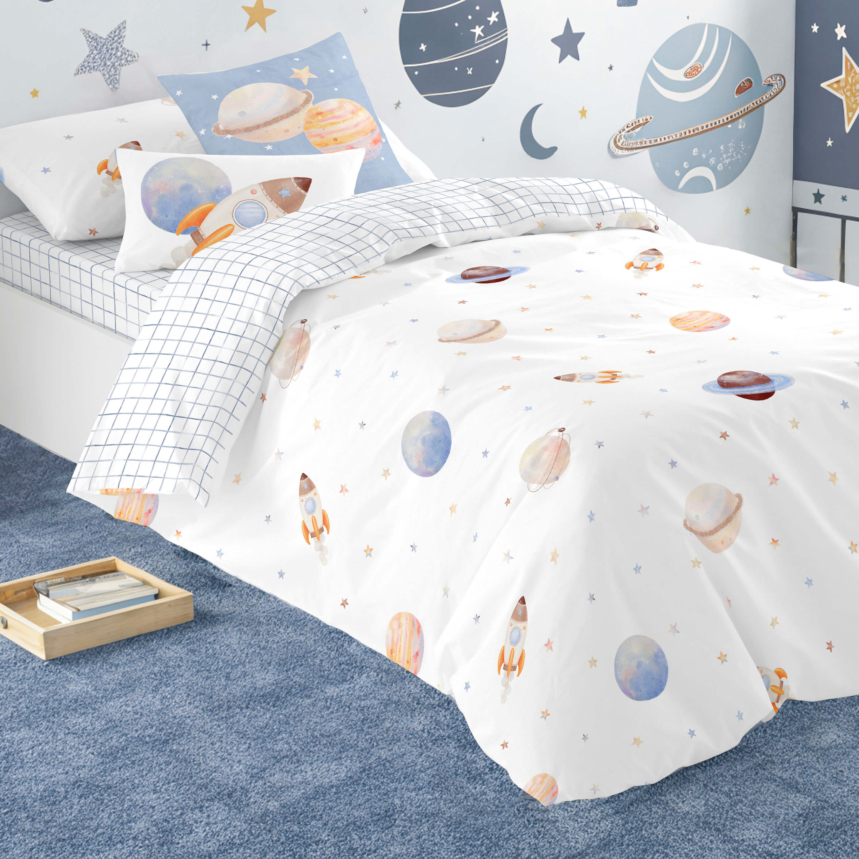 COOL KIDS - Funda Nórdica Infantil Estampada Reversible - 100% Algodón - Extrasuave - Incluye Funda Nórdica + 1 Funda de Almohada - 5 Modelos Diferentes - Cama 90/105 cm - Fabricado en España