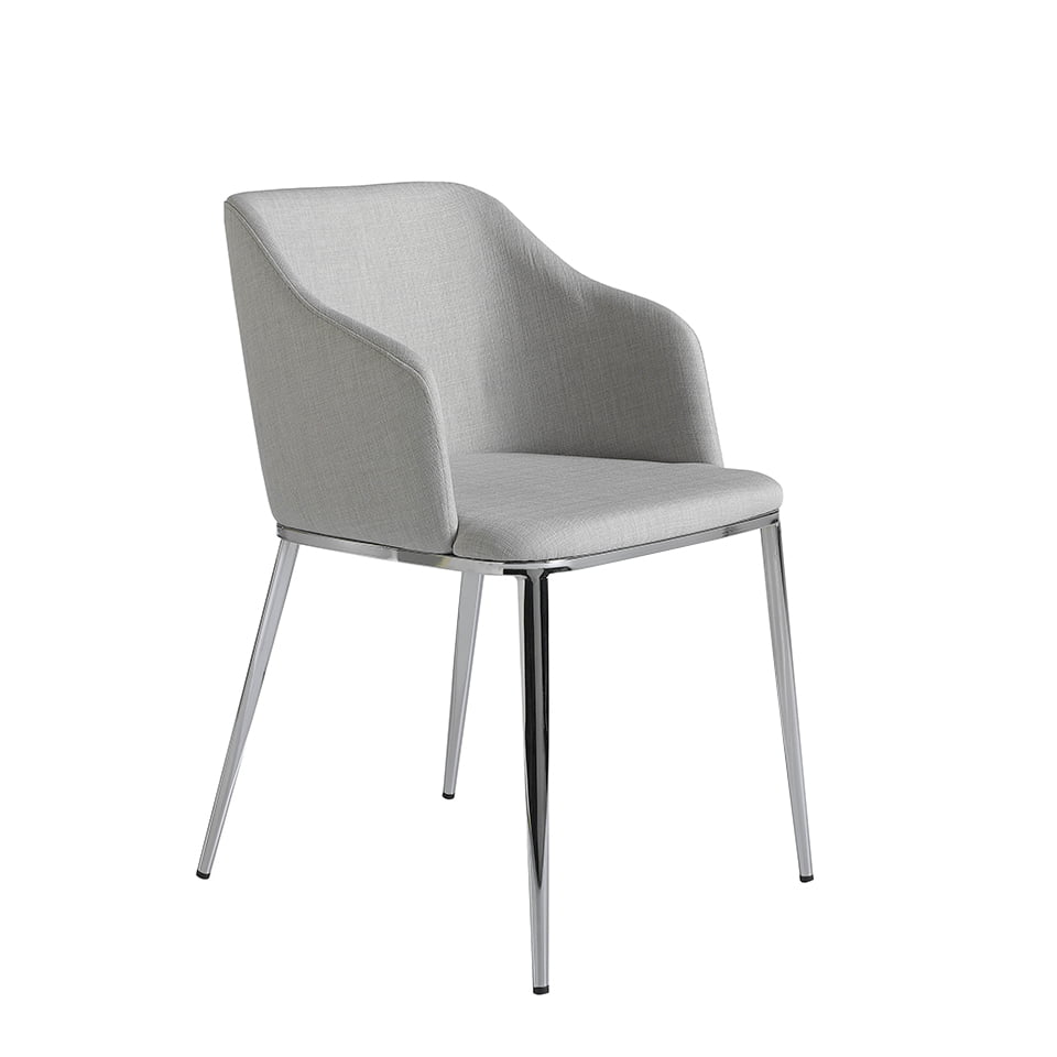 ANGEL CERDÁ 4050C Silla comedor tapizada tela gris , Gris  Acero inoxidable cromado , Tela , 51 x 56 x 79 cm.