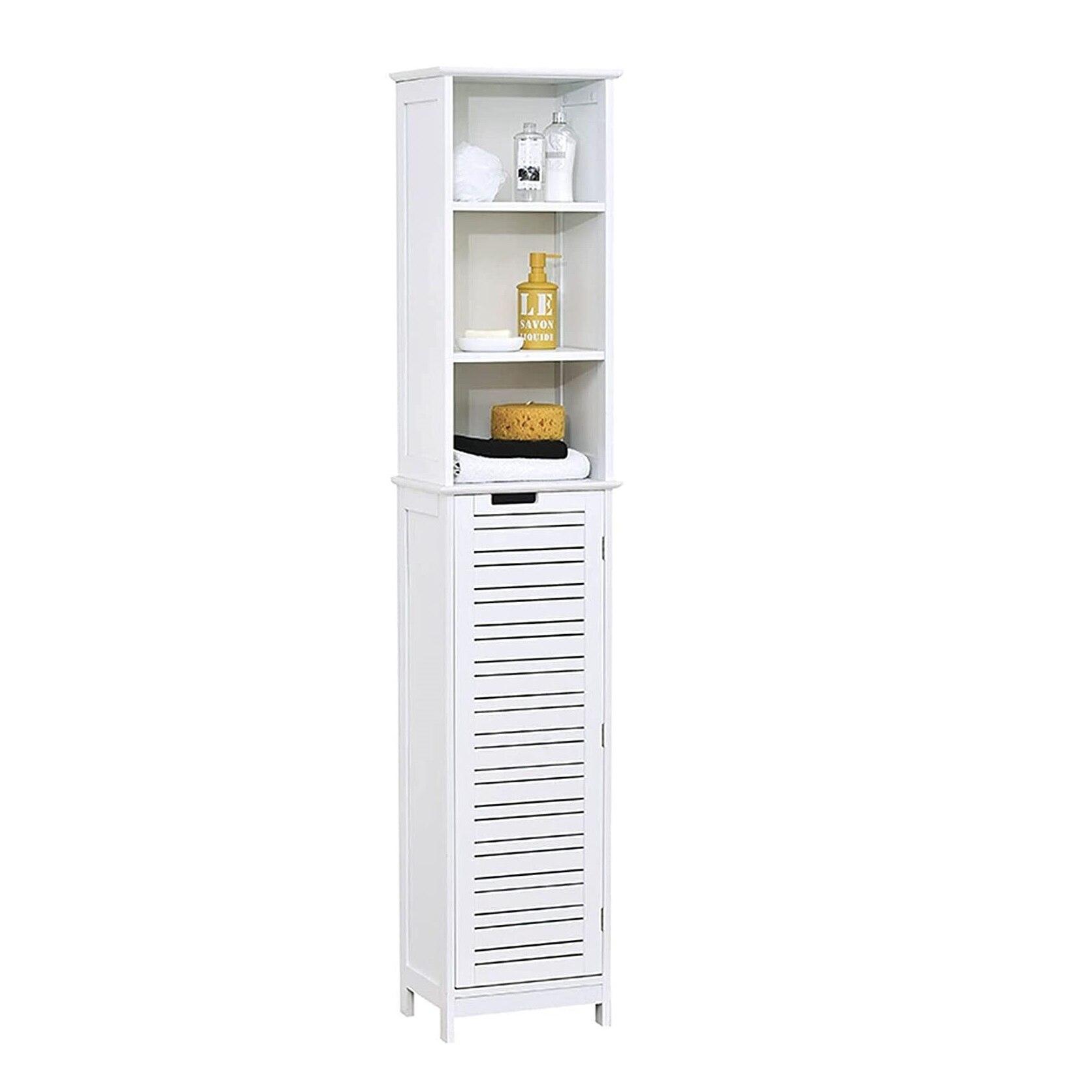 Tendance - Mueble de baño Columna Armario Alto 1 Estante + 1 Puerta + 1 Estante en el Interior Torre de almacenamiento de baño