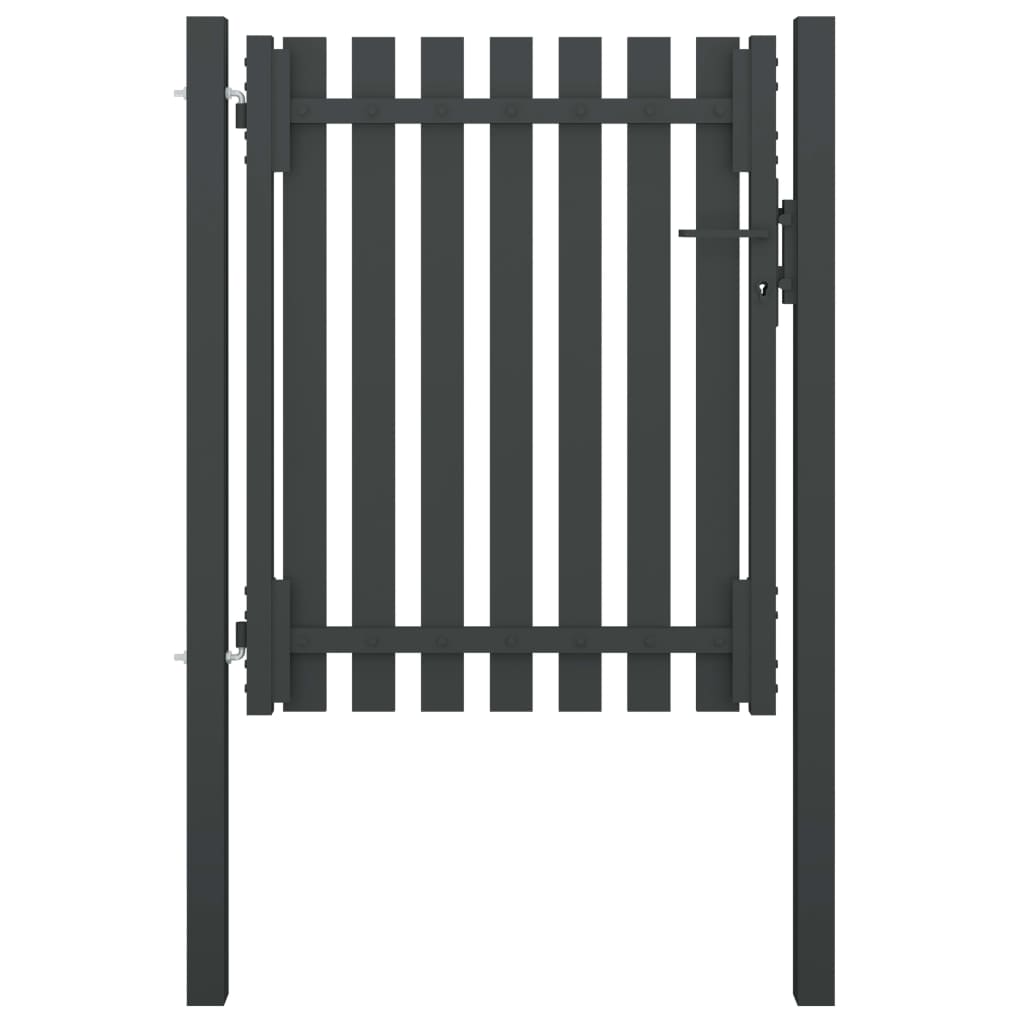 vidaXL Puerta de Valla del Jardín de Acero Gris Antracita Barrera Dimensiones 1 x 1.25 m,  1 x 1.5 m,  1 x 1.7 m y mas