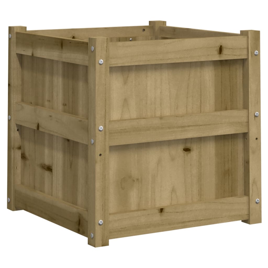 vidaXL Jardinera exterior madera maciza pino cera 50x50x50 cm Color Pino natural,  Pino blanco,  Marrón pino y mas