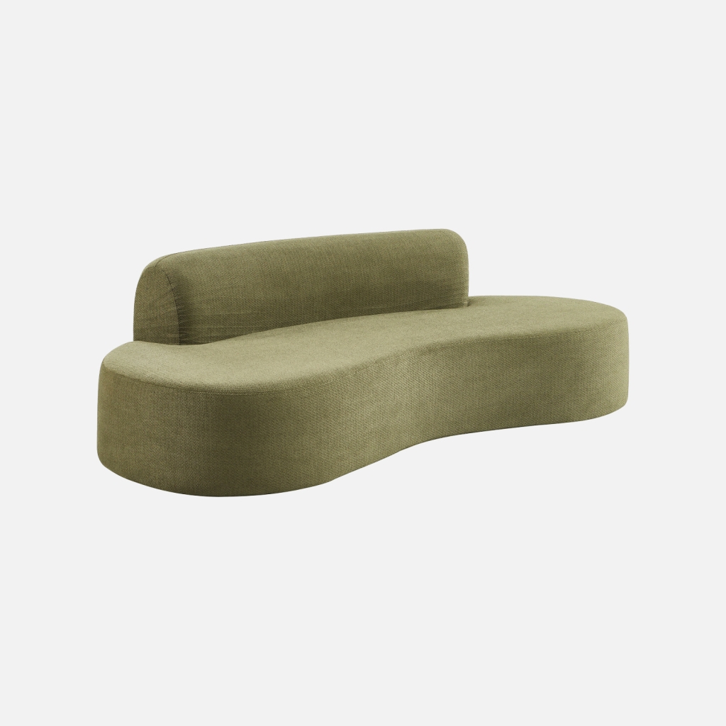 sweeek - Sofá  con forma curva de tela chenilla, 3 plazas , Curv , 227x102x69