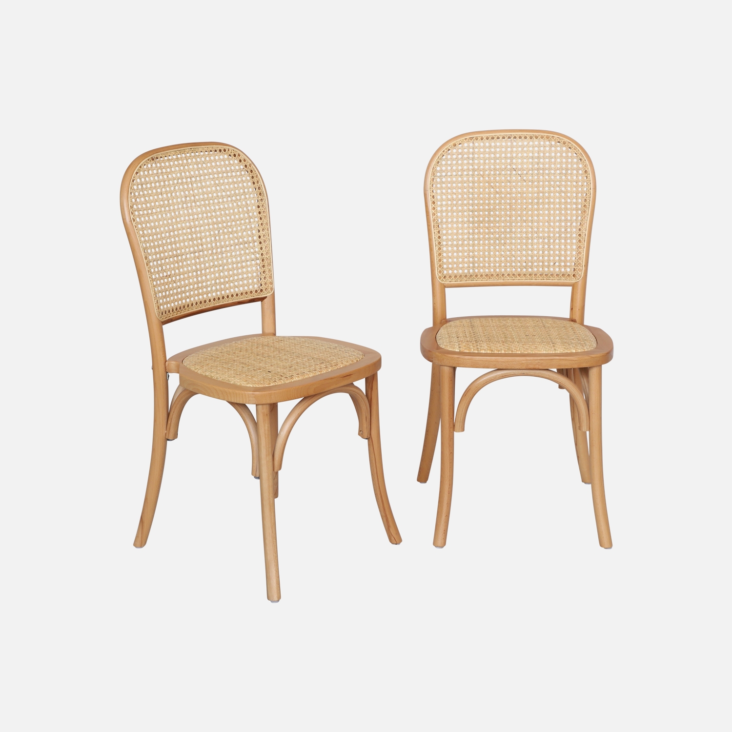 sweeek - Silla vintage de madera y ratán, set de 2 , Montparnasse , 48x44x89