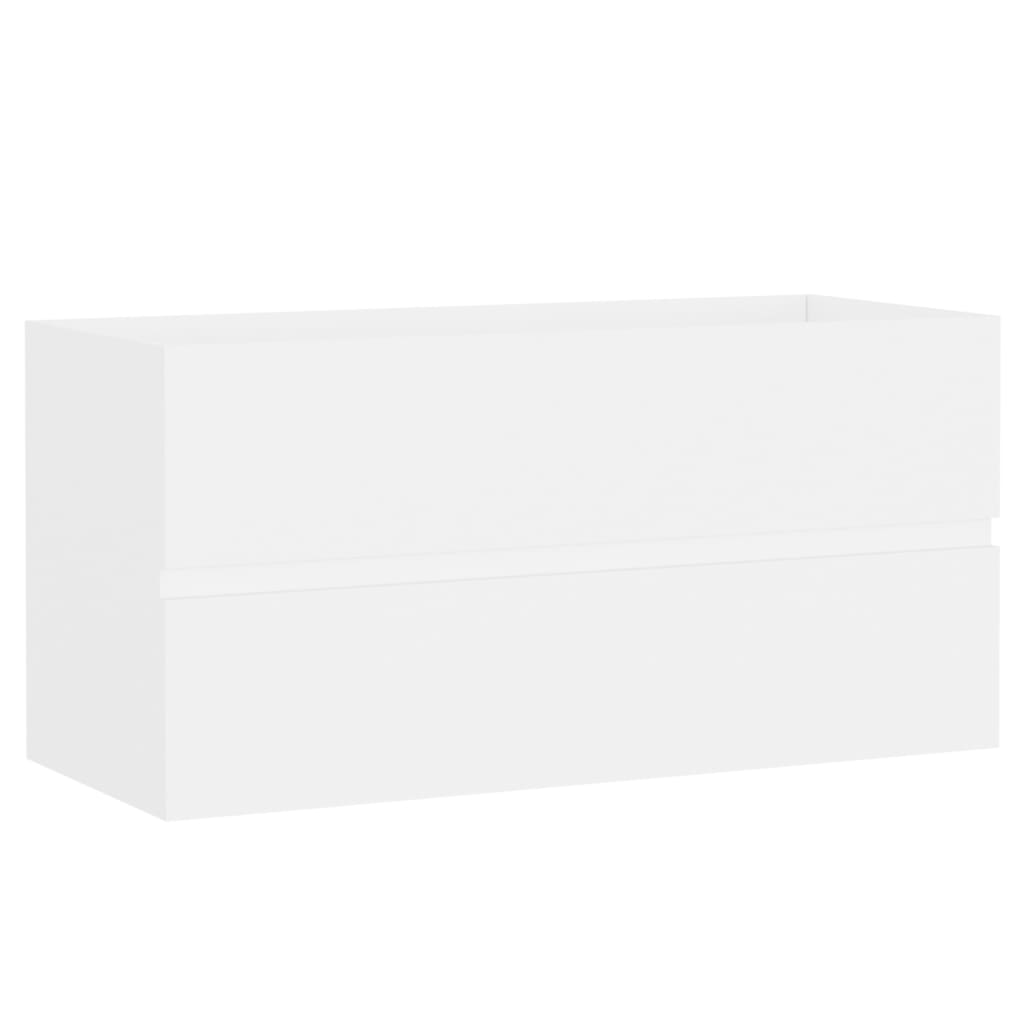 vidaXL Armario para lavabo madera contrachapada 90x38,5x45 cm en color Negro/Blanco brillante/Gris sonoma y más | almacenamiento funcional diseño moderno para baño dormitorio sala