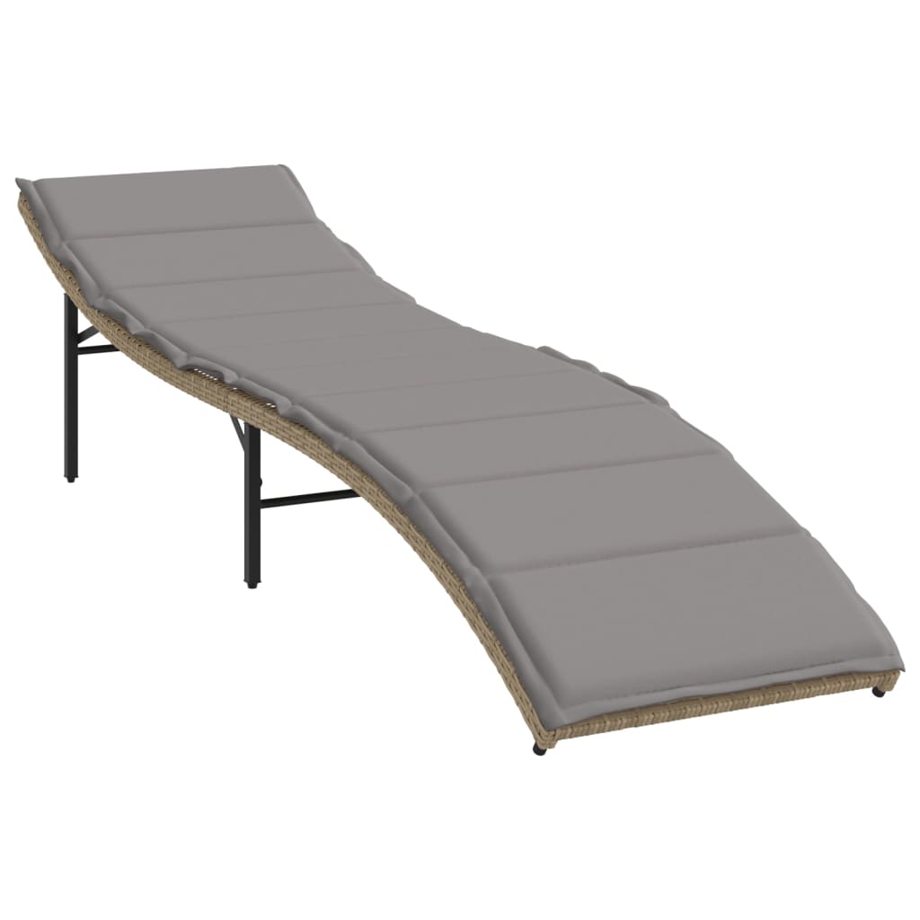 vidaXL Tumbona con cojín ratán sintético beige 55x199x50 cm