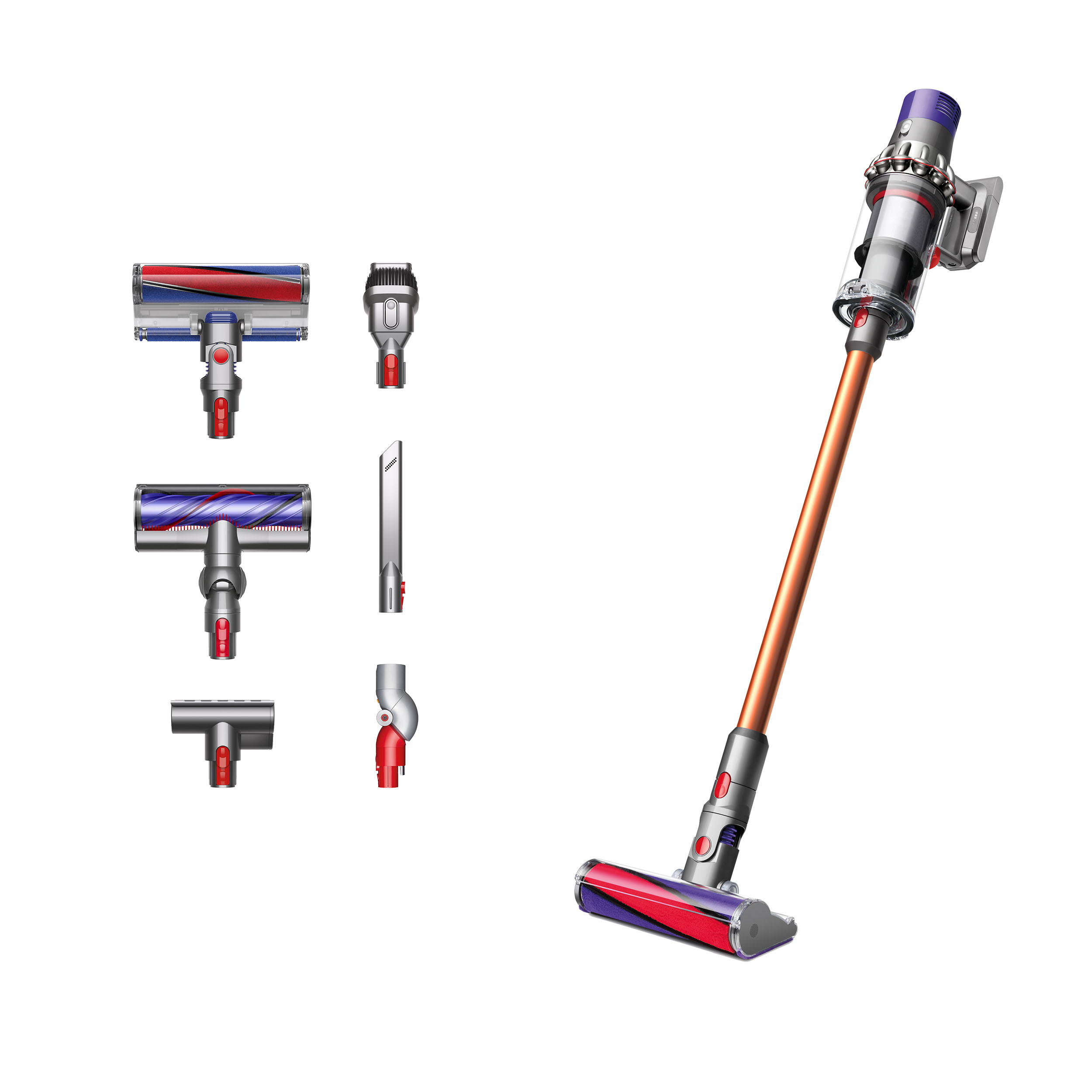 Aspiradora sin cables Dyson V10™ Absolute (Níquel/Cobre) Diseñada para limpiar en profundidad cualquier superficie. Fuerza de succión constante hasta 60 minutos