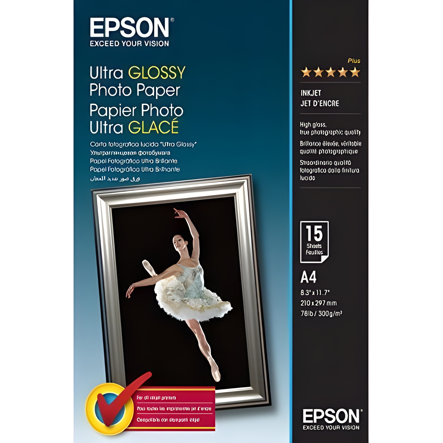 Epson Ultra Glossy Photo Paper - Papel fotográfico brillante, A4, 15 hojas