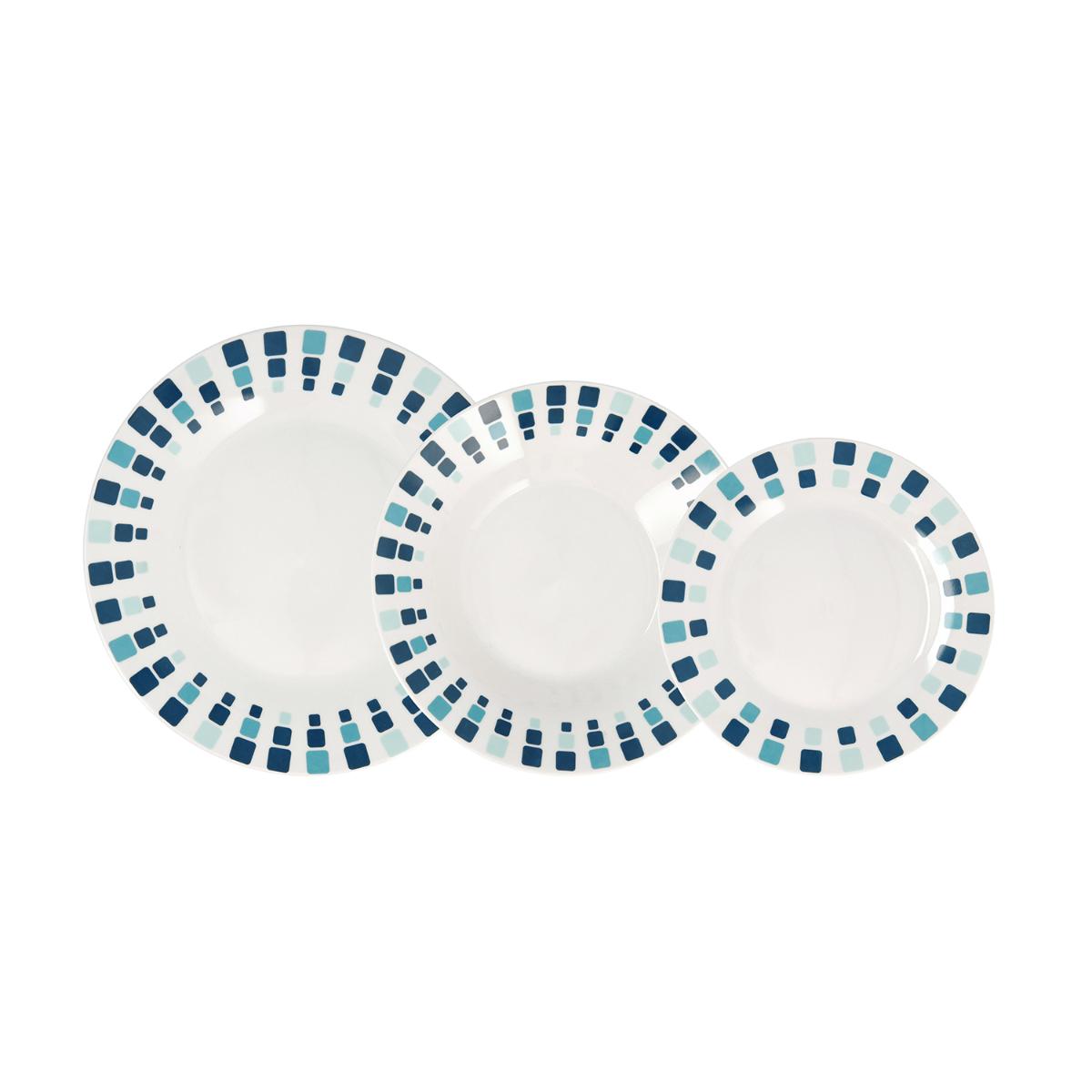 QUID SIMETRIC Vajilla Porcelana 18 PIEZAS - 6 PERSONAS Blanco Brillo Diseñado en España Apilable