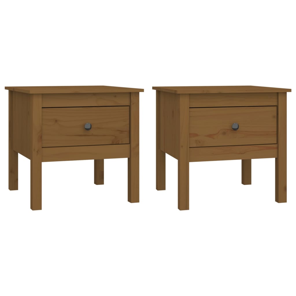 Vidaxl Mesa Auxiliar 2 Uds Madera Maciza de Pino 50x50x49 Cm Natural