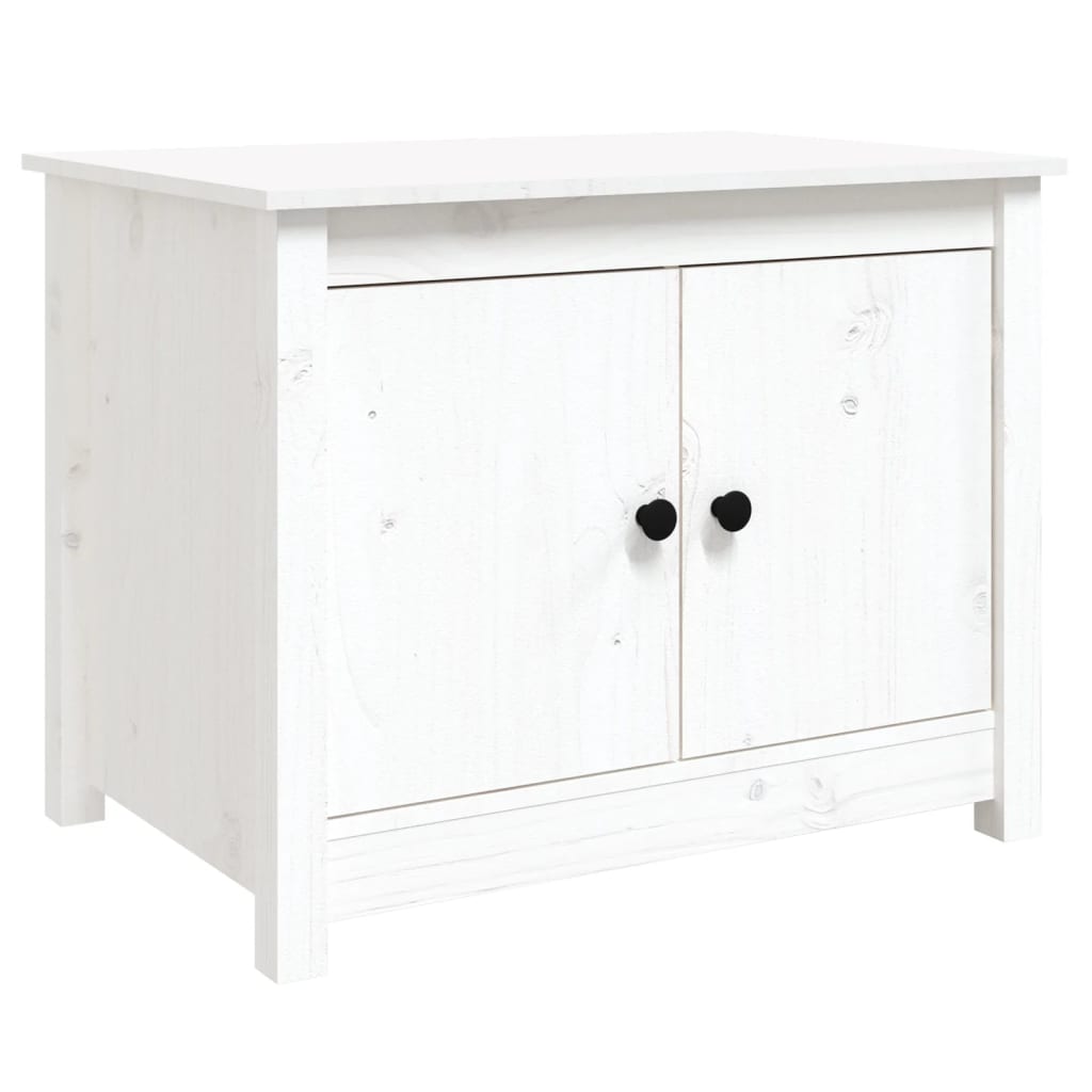 Vidaxl Mesa de Centro de Madera Maciza de Pino 71x49x55 Cm Natural y Blanco - Mesita de Salón
