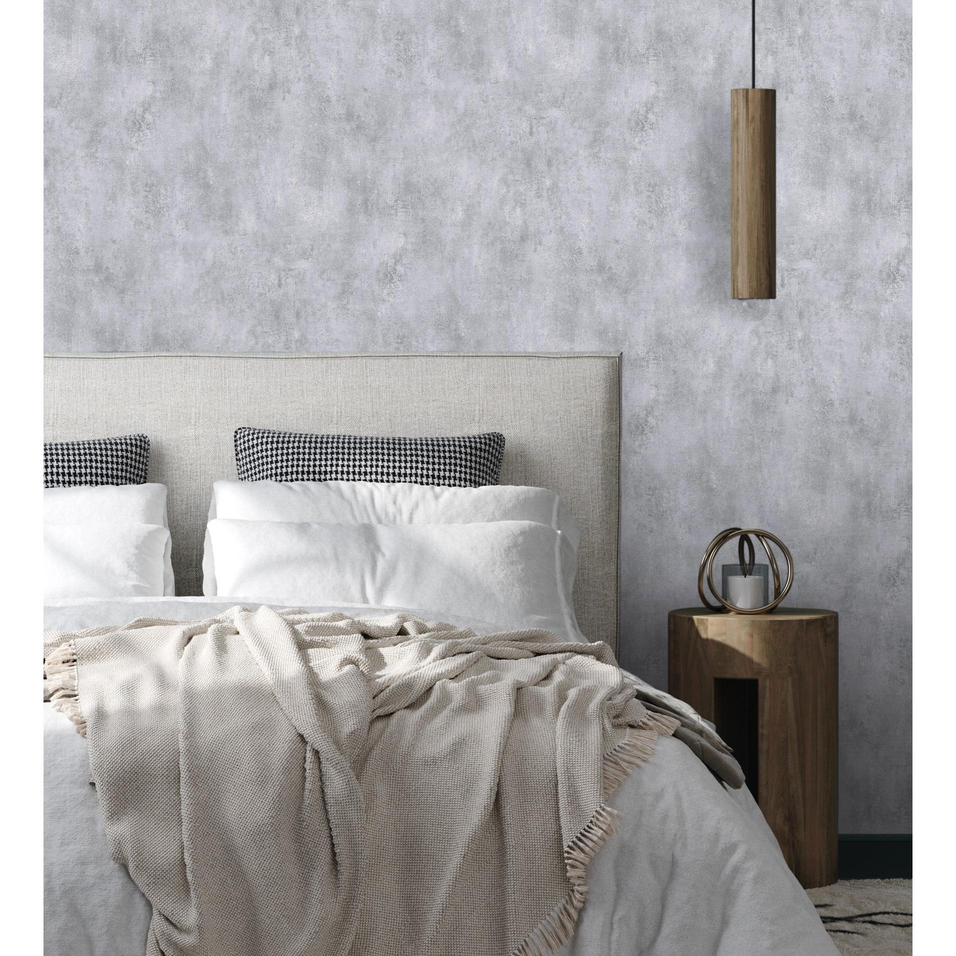 Papel pintado vinílico lavable cemento hormigón estucado color gris con textura en relieve - Hannover 128802 de GAULAN - Rollo de 10 m x 0,53 m