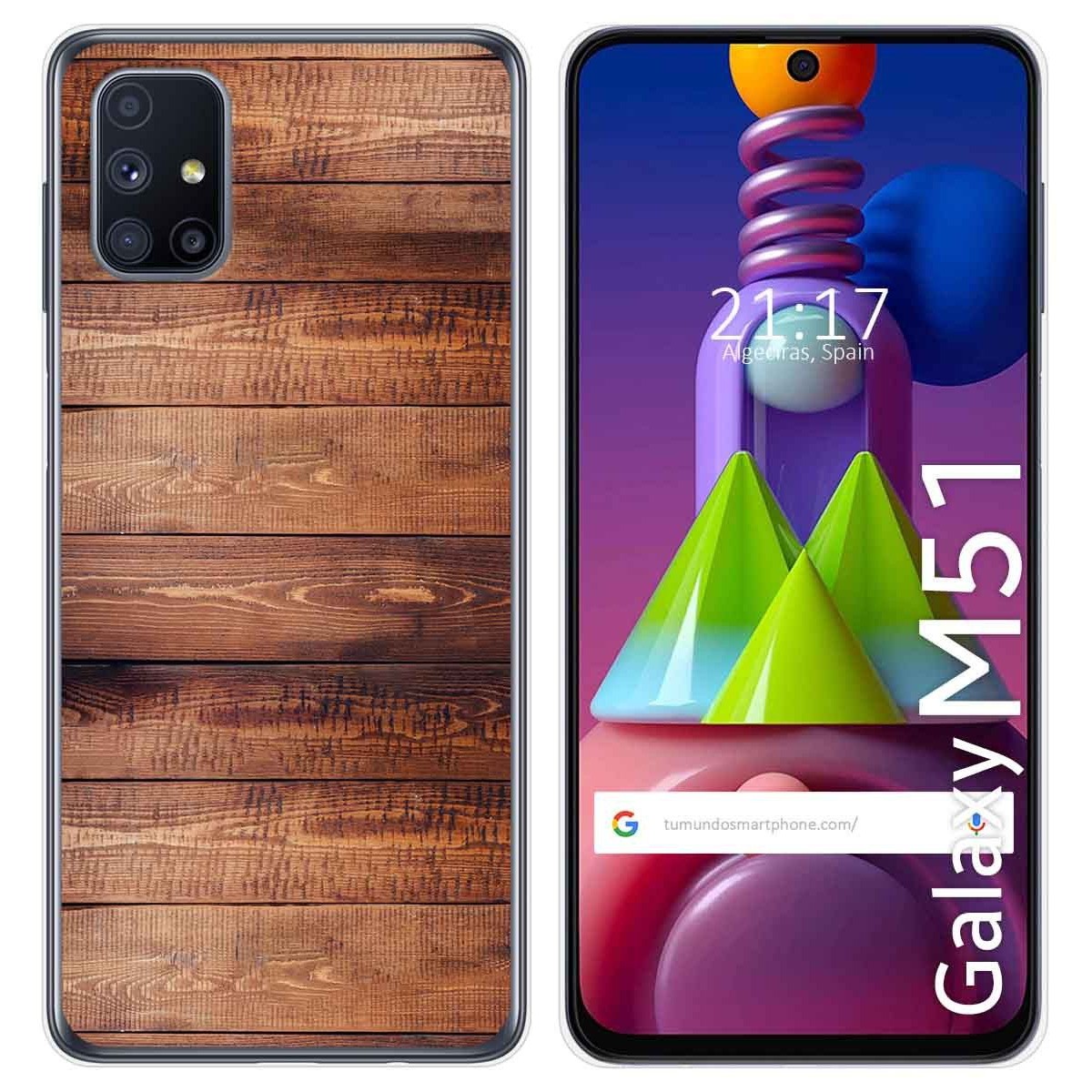 Tumundosmartphone Funda Gel Tpu para Samsung Galaxy M51 diseño Madera 02 Dibujos