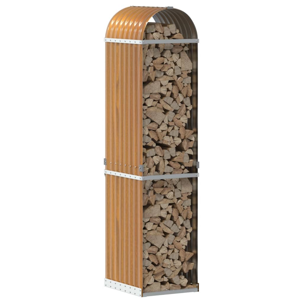 vidaXL Leñero Estante Almacenaje Leñas Chimenea Acero Galvanizado Color Antracita,  Gris claro,  Marrón y mas