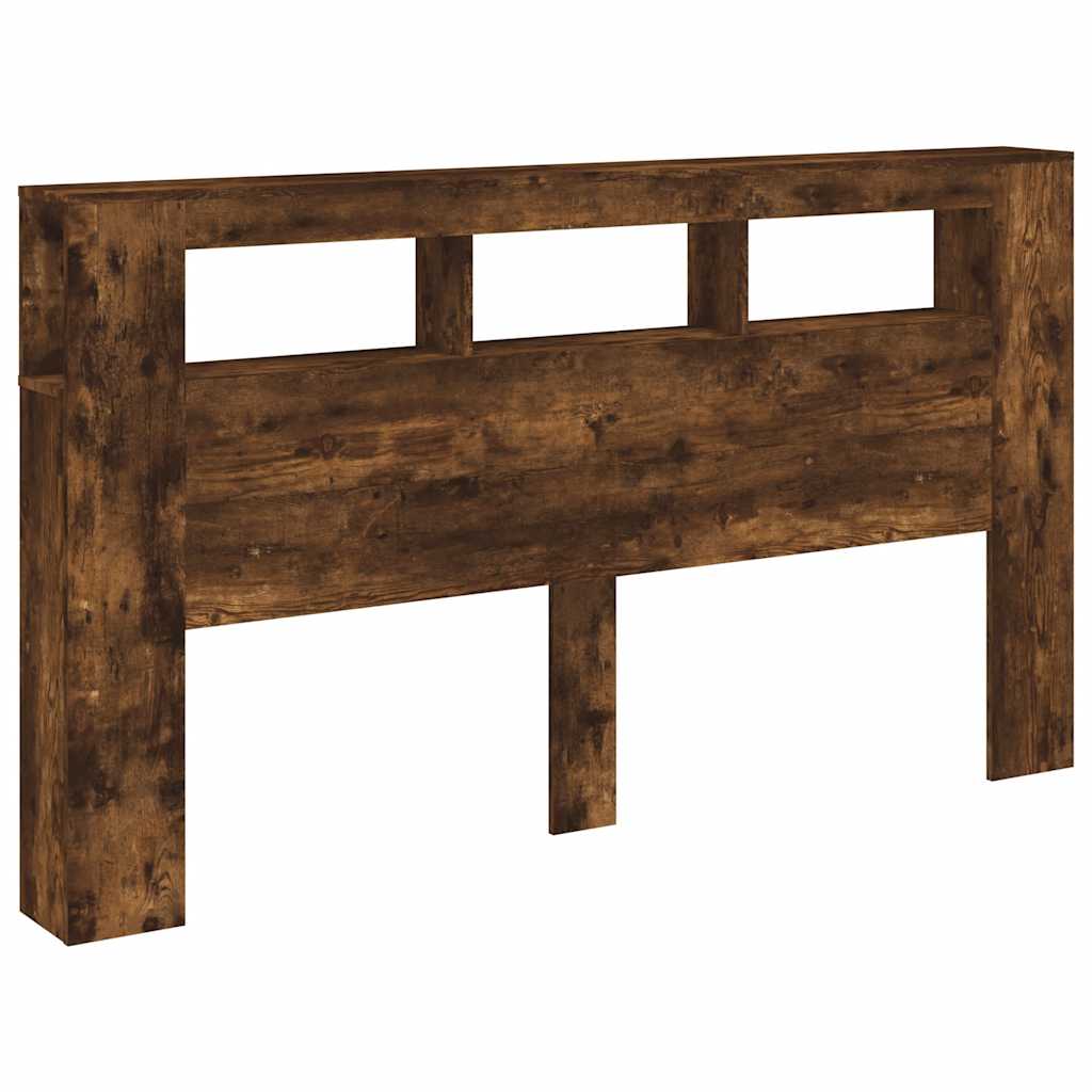 vidaXL Cabecero LED madera ingeniería roble ahumado 180x18,5x103,5 cm