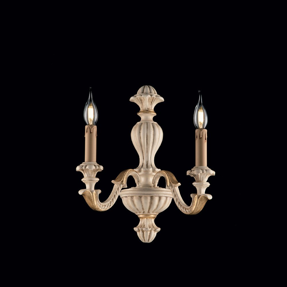 Apliques Shabby Chic Leonardo Marfil Oro 2 Luces E14