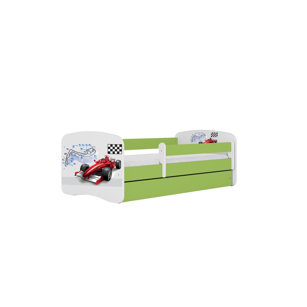 Cama 140 x 70 cm Kocot Kids com gaveta e colchão BabyDreams Formula Green