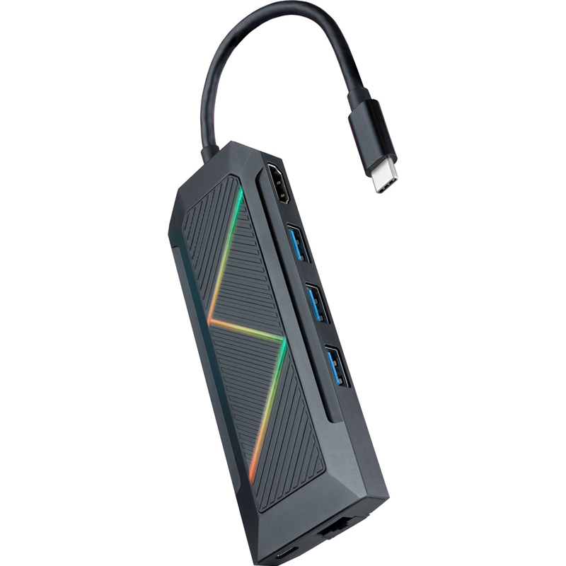 Hub USB 3.0 Nanocable 10.16.0801/ 3 Puertos USB/ 1 USB Tipo-C/ 1 HDMI/ 1 RJ45/ 1 Lector Tarjetas SD TF