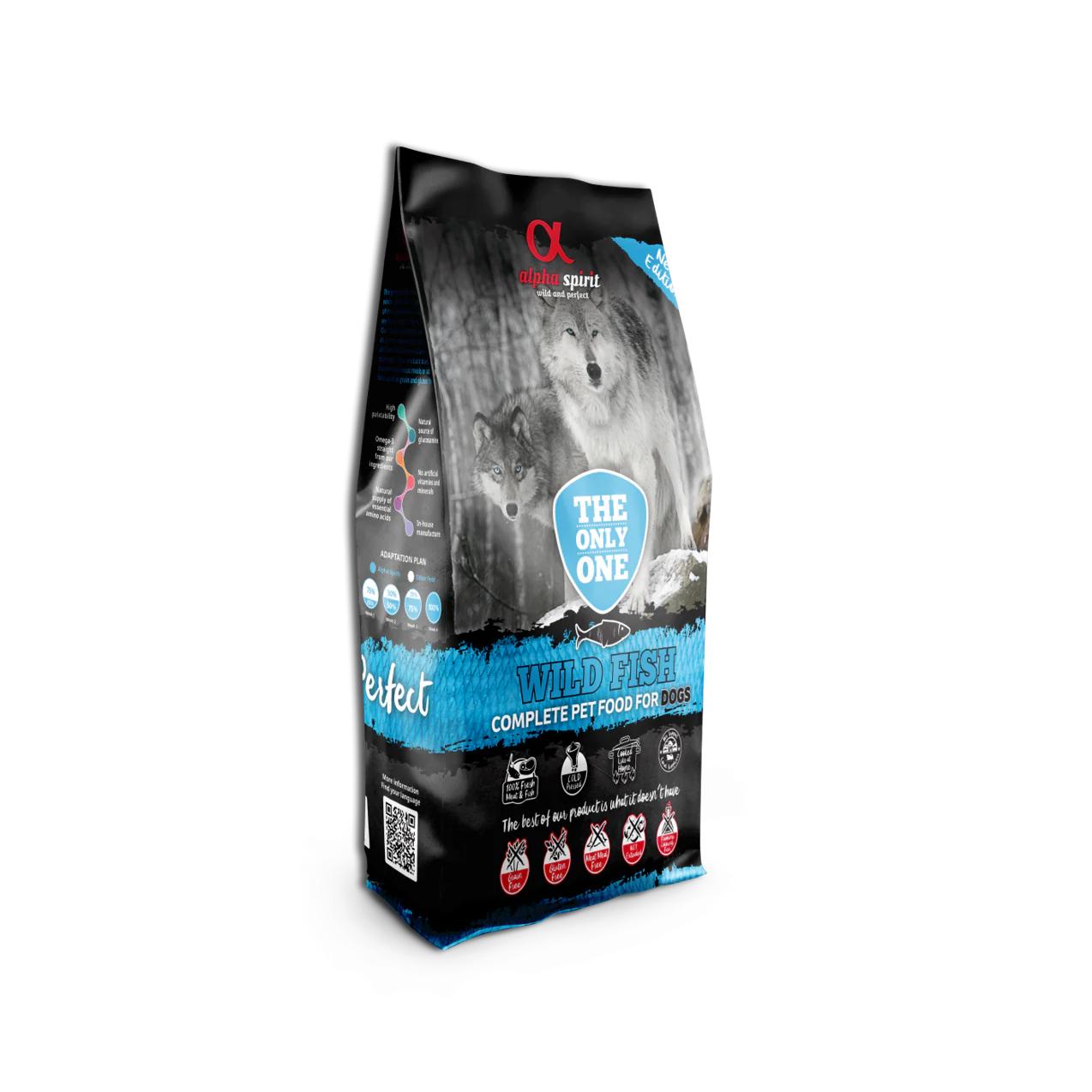 Alpha Spirit El Único Wild Fish, Sabor a Mariscos, 12 kg - Alimento para mascotas de calidad premium con sabores del mar