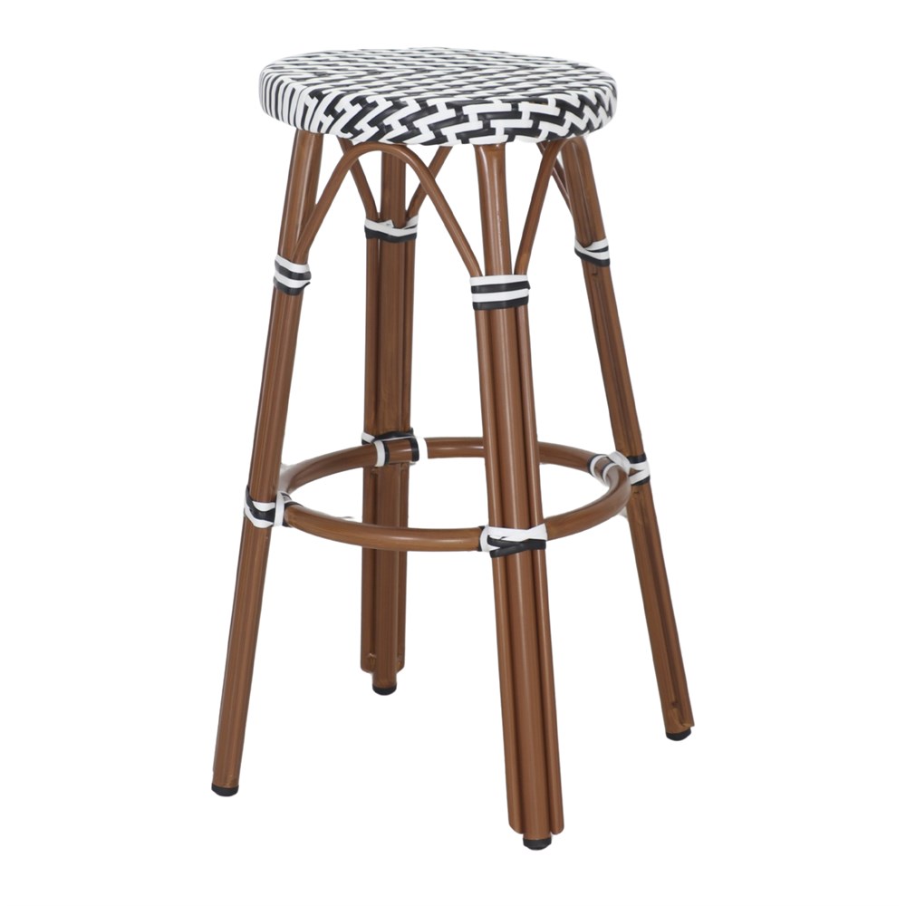 Taburete Alto De Exterior De Metal Y Ratán Génova - Misterwils Furniture For Free Souls 41x75x41