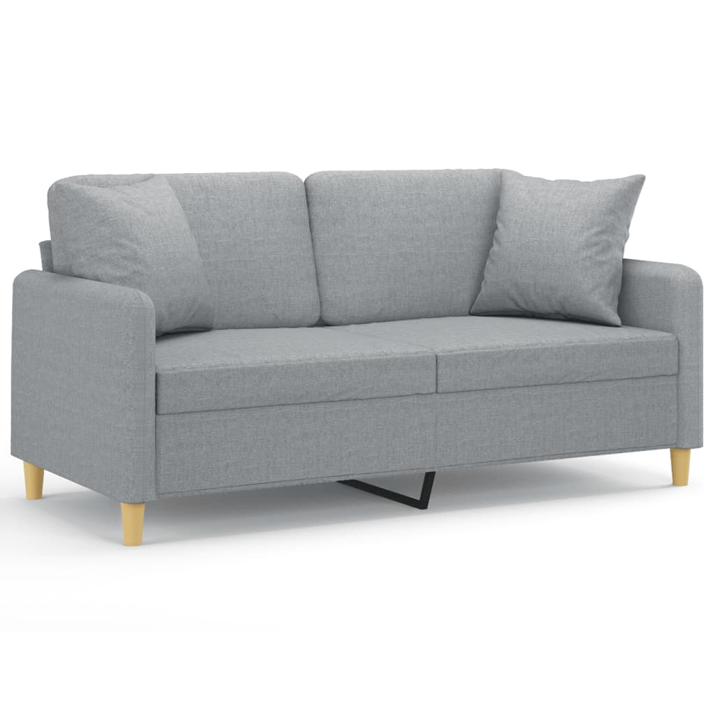 vidaXL Sofá de 2 plazas con cojines tela gris claro 140 cm