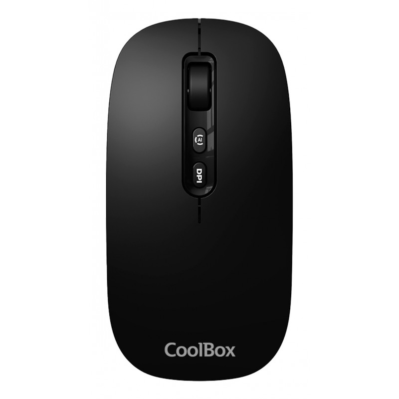 CoolBox - RATON W02 IA NEGRO INALAMBRICO RECARGABLE 500MAH RF+BT 1600DPI COPILOT SILENTCLICK COO-MOU-W02-B