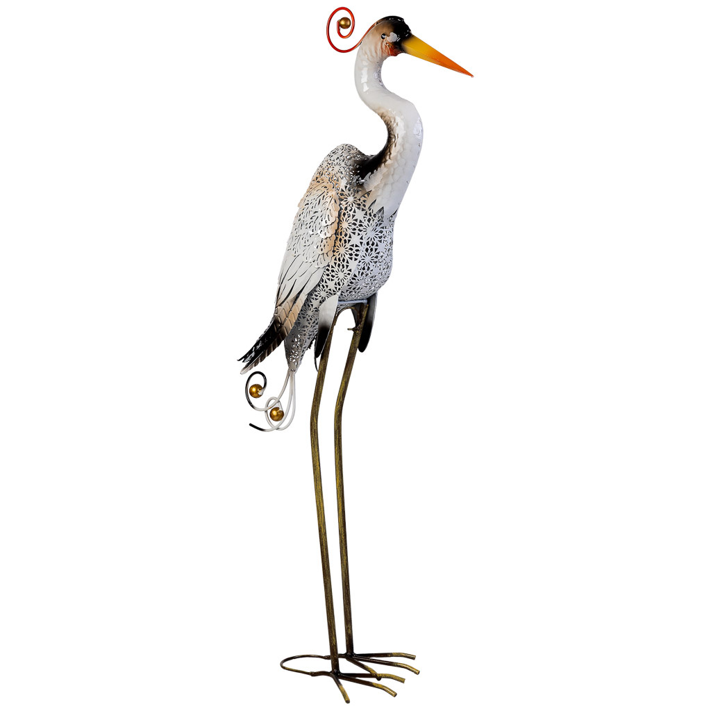 Wonderlust Deco - Pájaro decorativo de metal 53.98x22.23x113.03h cm Gris 53.98x22.23x113.03h cm