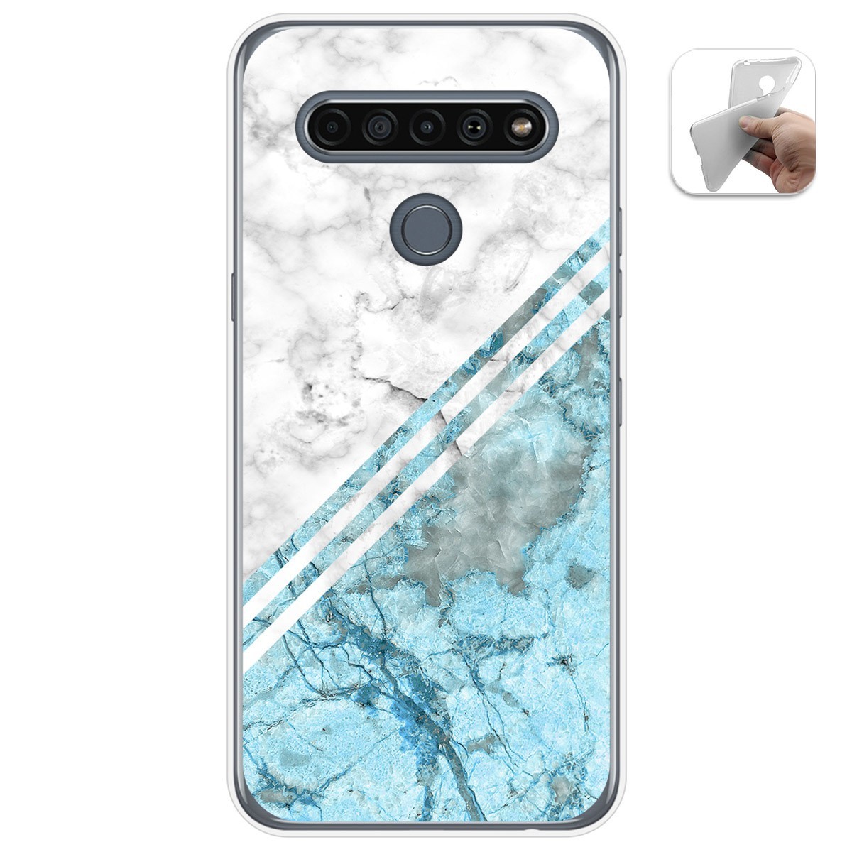 Tumundosmartphone Funda Gel Tpu para Lg K61 diseño Mármol 02 Dibujos