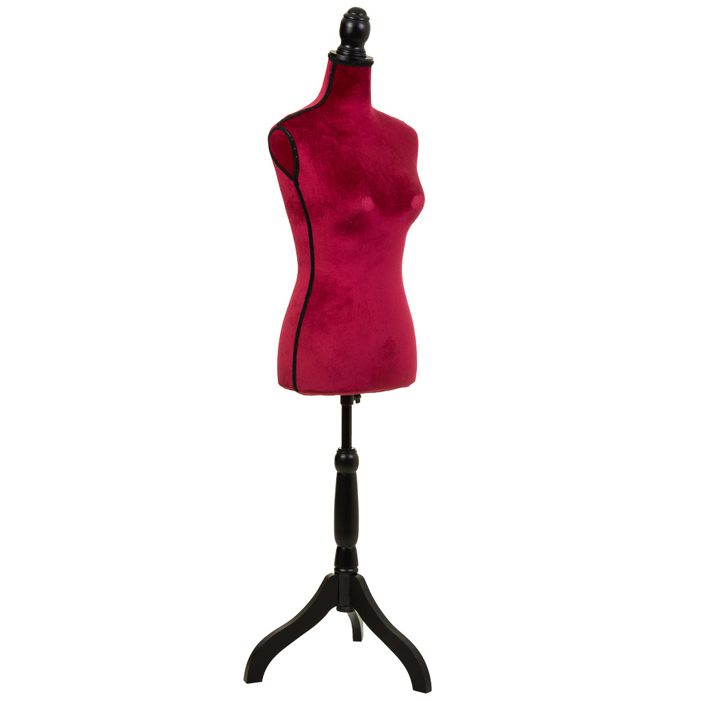 WANDERLUST DECO Maniquí de Madera y Espuma Forrado de Tela Rojo - Figura Tamaño Humano - Realista Ajuste de Ropa