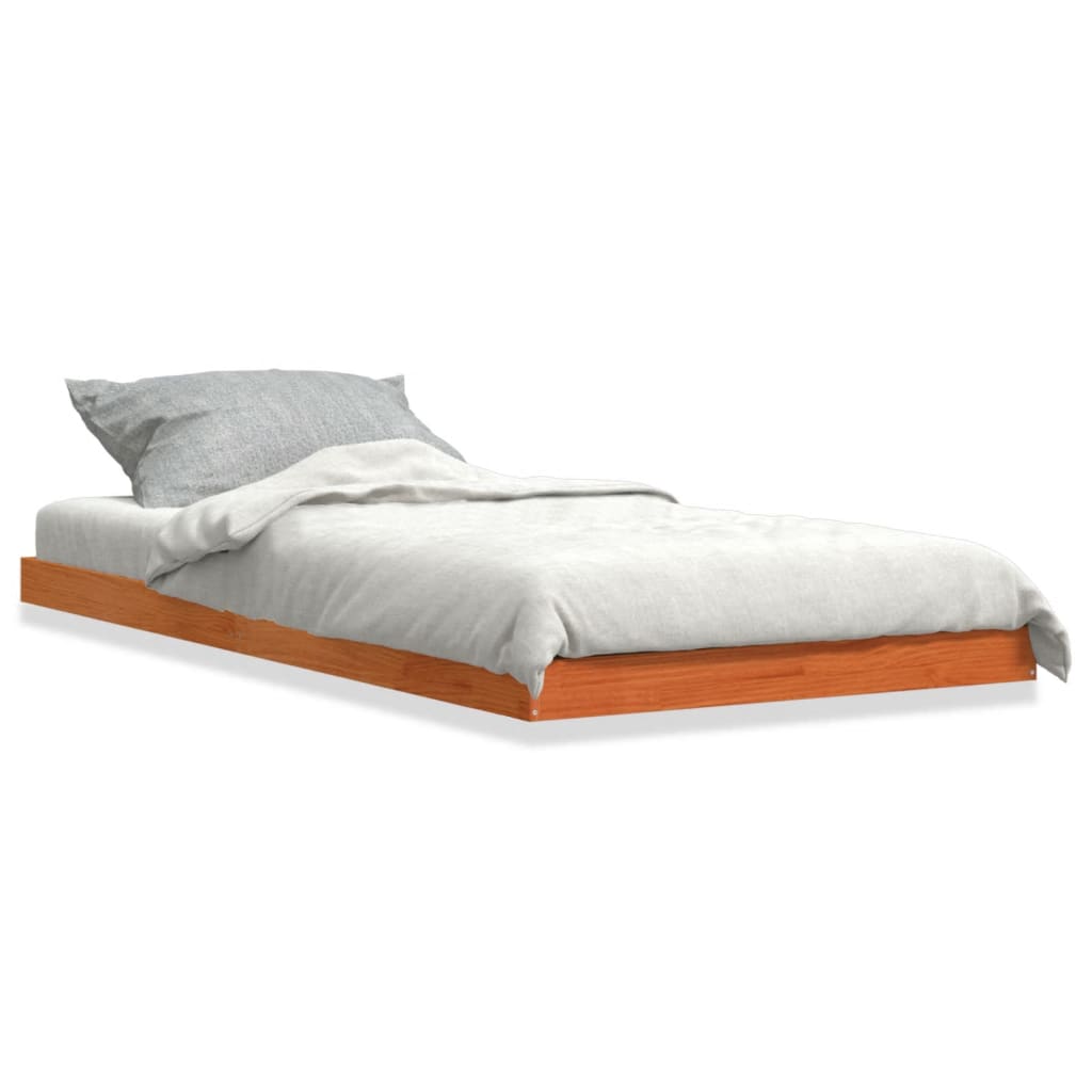 vidaXL Estructura de cama madera maciza de pino marrón cera 90x200 cm