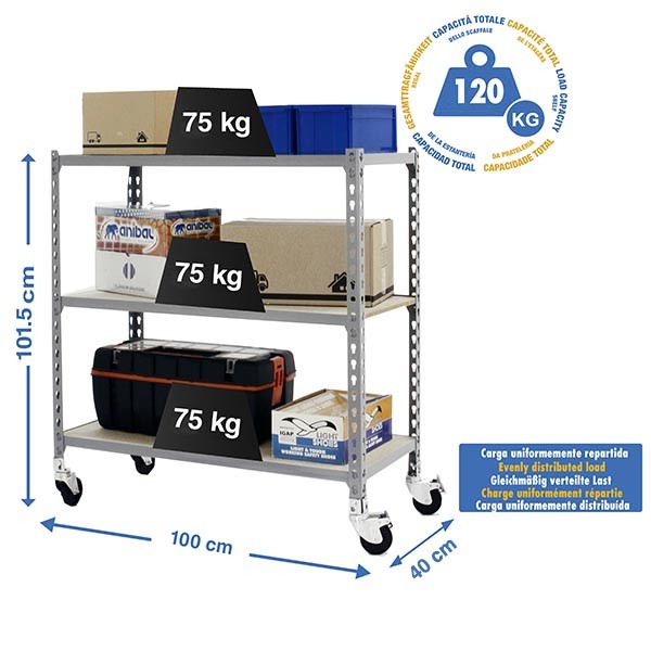Estantería SIMONRACK SIMONRACK SimonrackMaderclick mobile plus 3/400 900 gris/madera