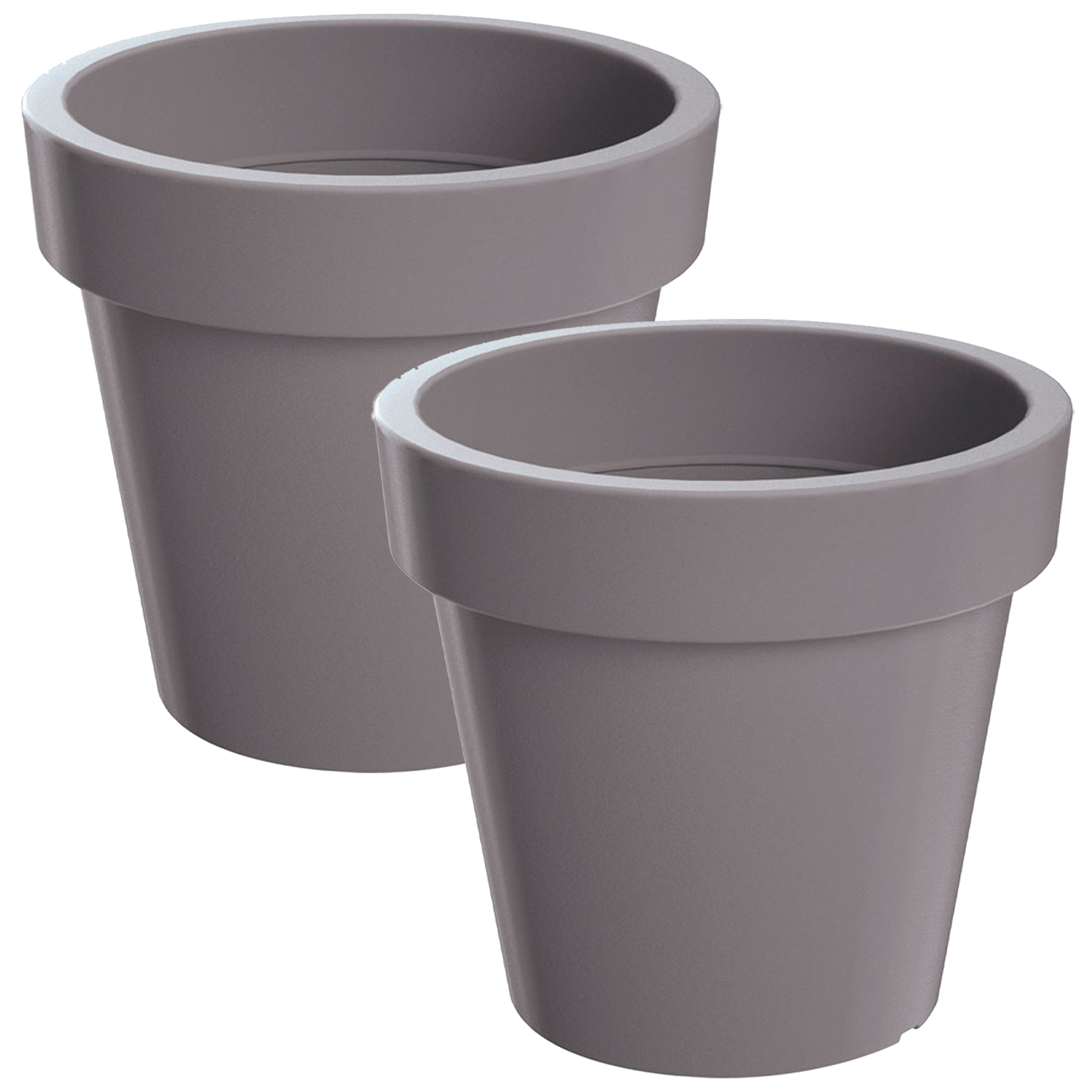 2x Maceta de plastico Lofly en color gris 24,5 (largo) x 24,5 (ancho) x 22,5 (alto) cm WELLHOME