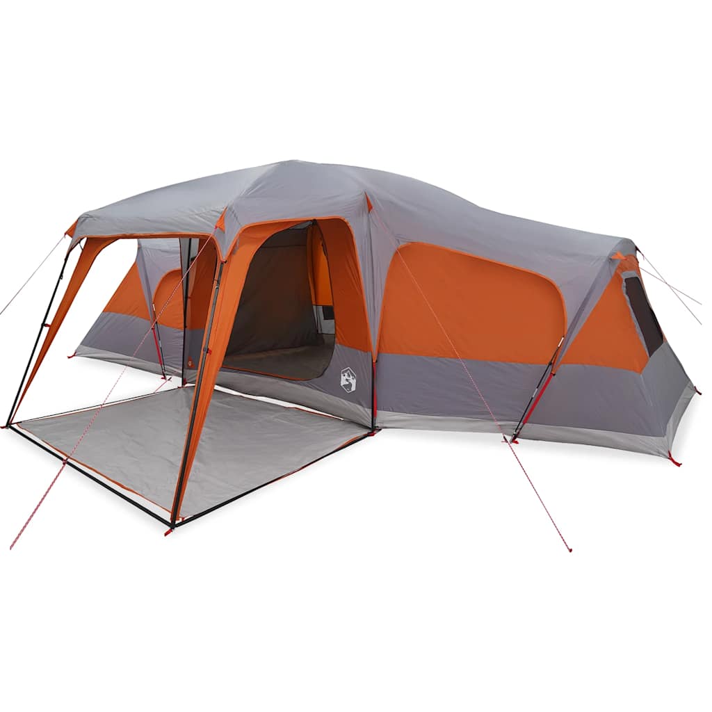 vidaXL Tienda familiar con porche 9 personas impermeable gris naranja