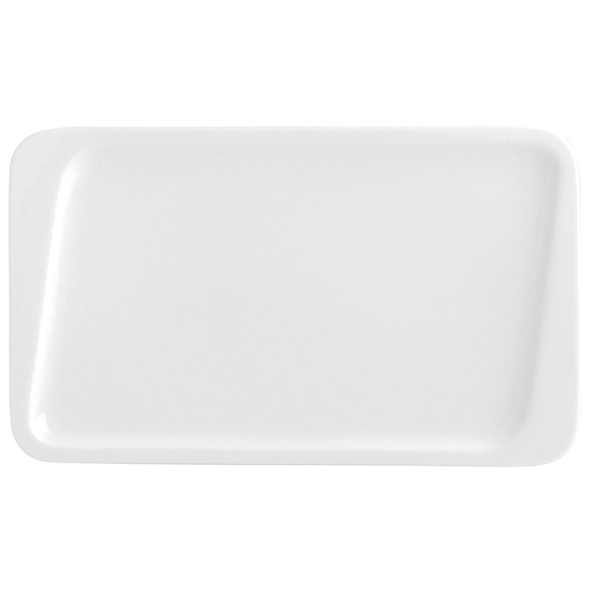 QUID CHEF Plato Aperitivo Porcelana 30X18CM Blanco Brillo Blancura y resistencia para el día a día Apilable