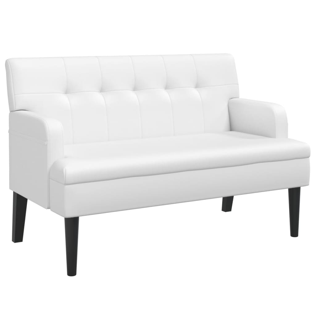 vidaXL Banco con respaldo cuero sintético 112x65,5x75 cm en color Marrón/Marrón claro/Blanco y más