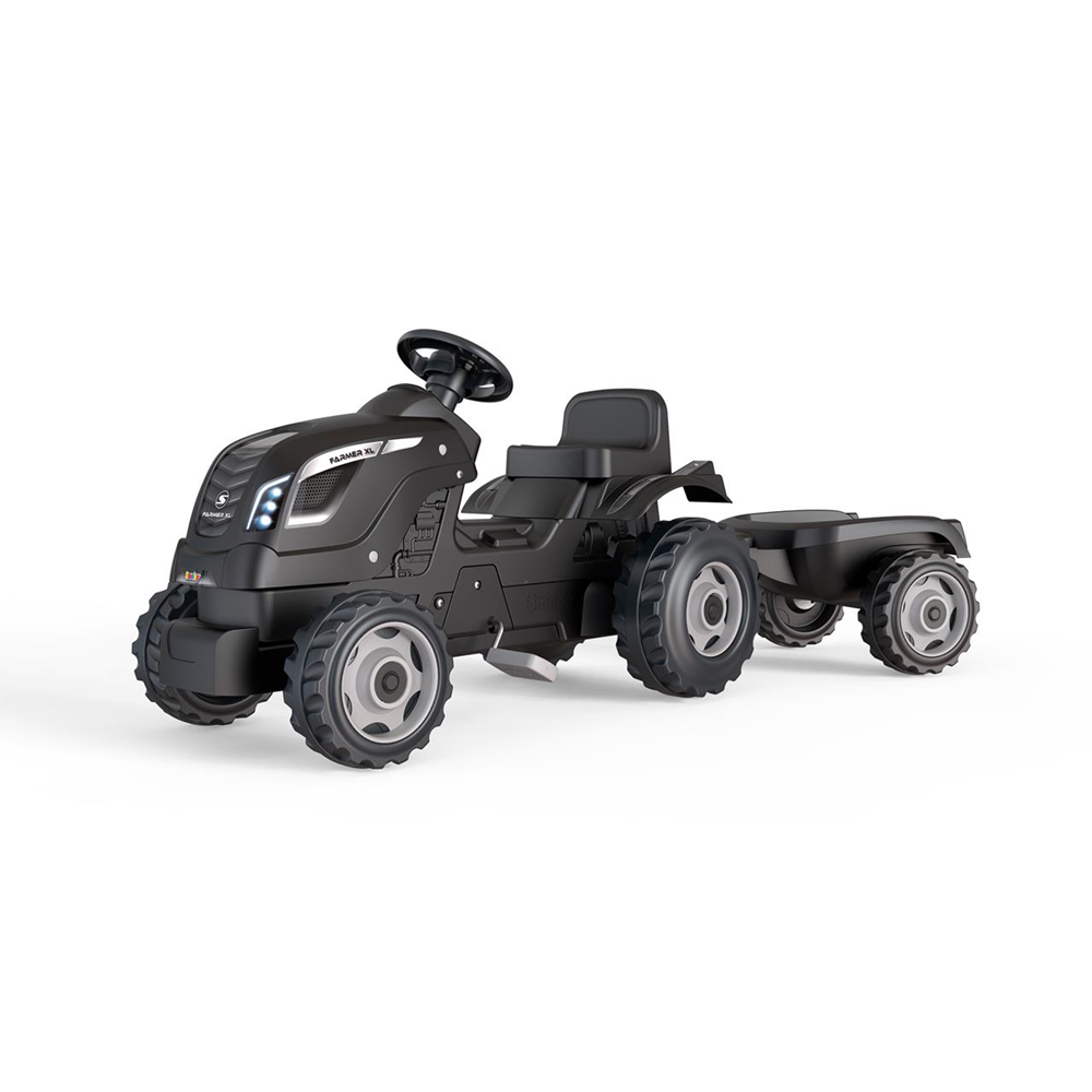Tractor a pedales Farmer XL con remolque negro 142x44x54 cm (Smoby 7600710131)