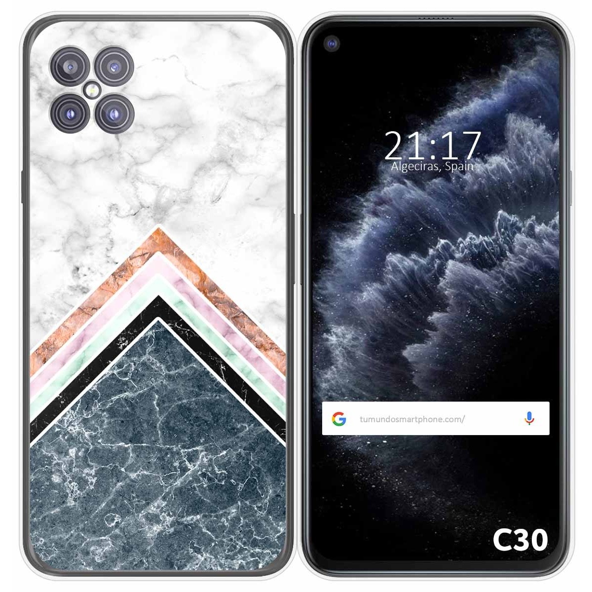 Tumundosmartphone Funda Gel Tpu para Cubot C30 diseño Mármol 05 Dibujos