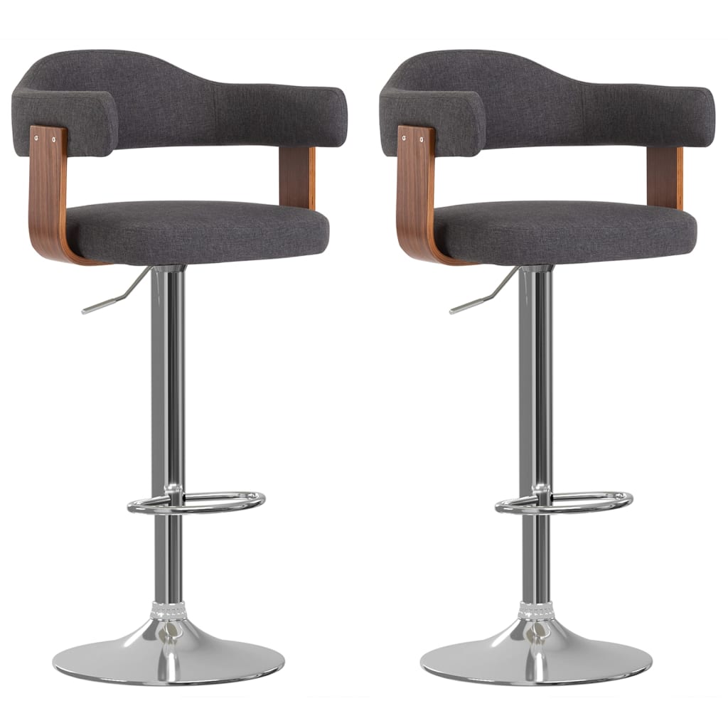 vidaXL Taburetes de bar 2 unidades madera curvada y tela en color Gris oscuro/Taupé | cómodas modernas ergonómicas para comedor cocina salón hogar