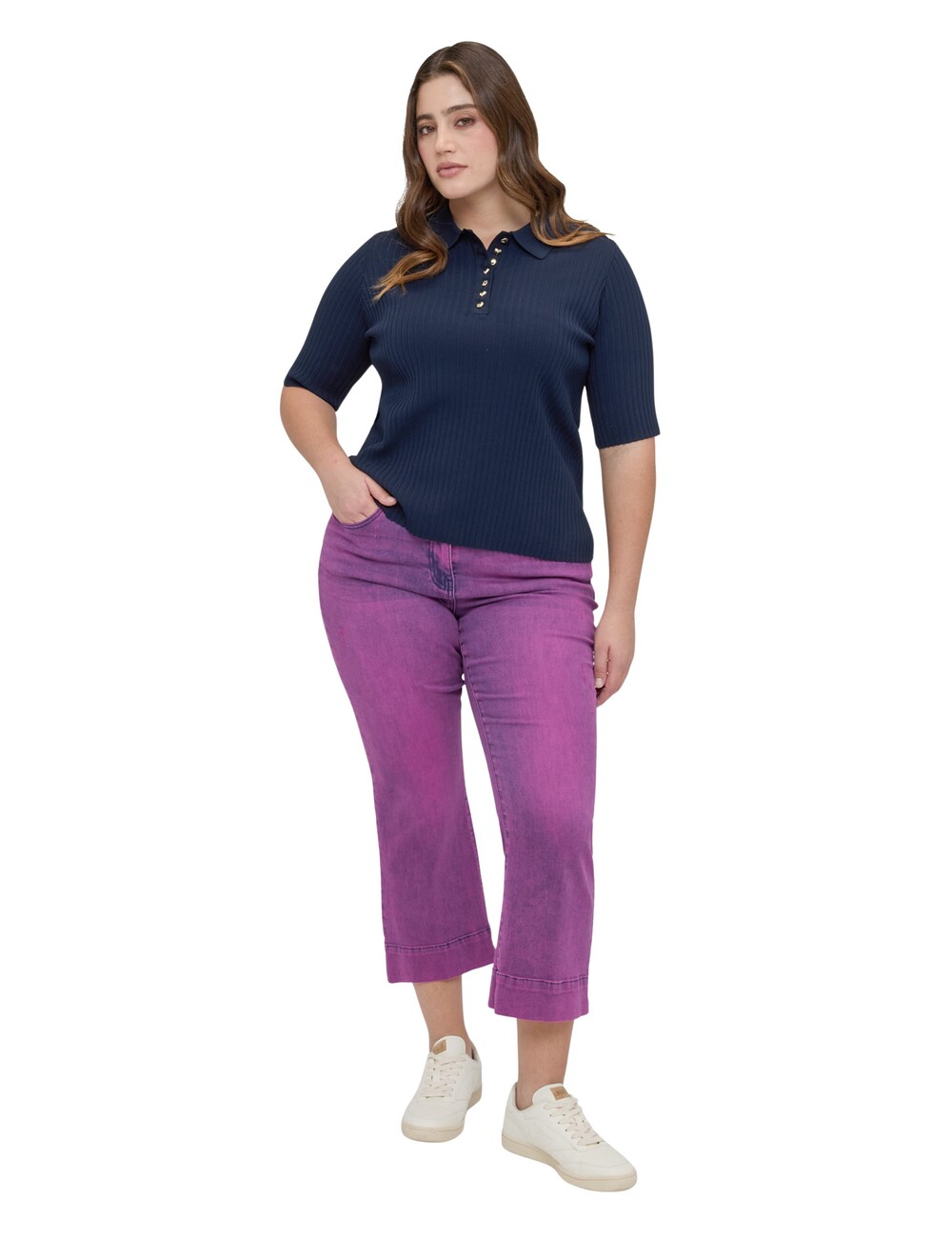Fiorella Rubino - Polo de punto acanalado con botones decorativos