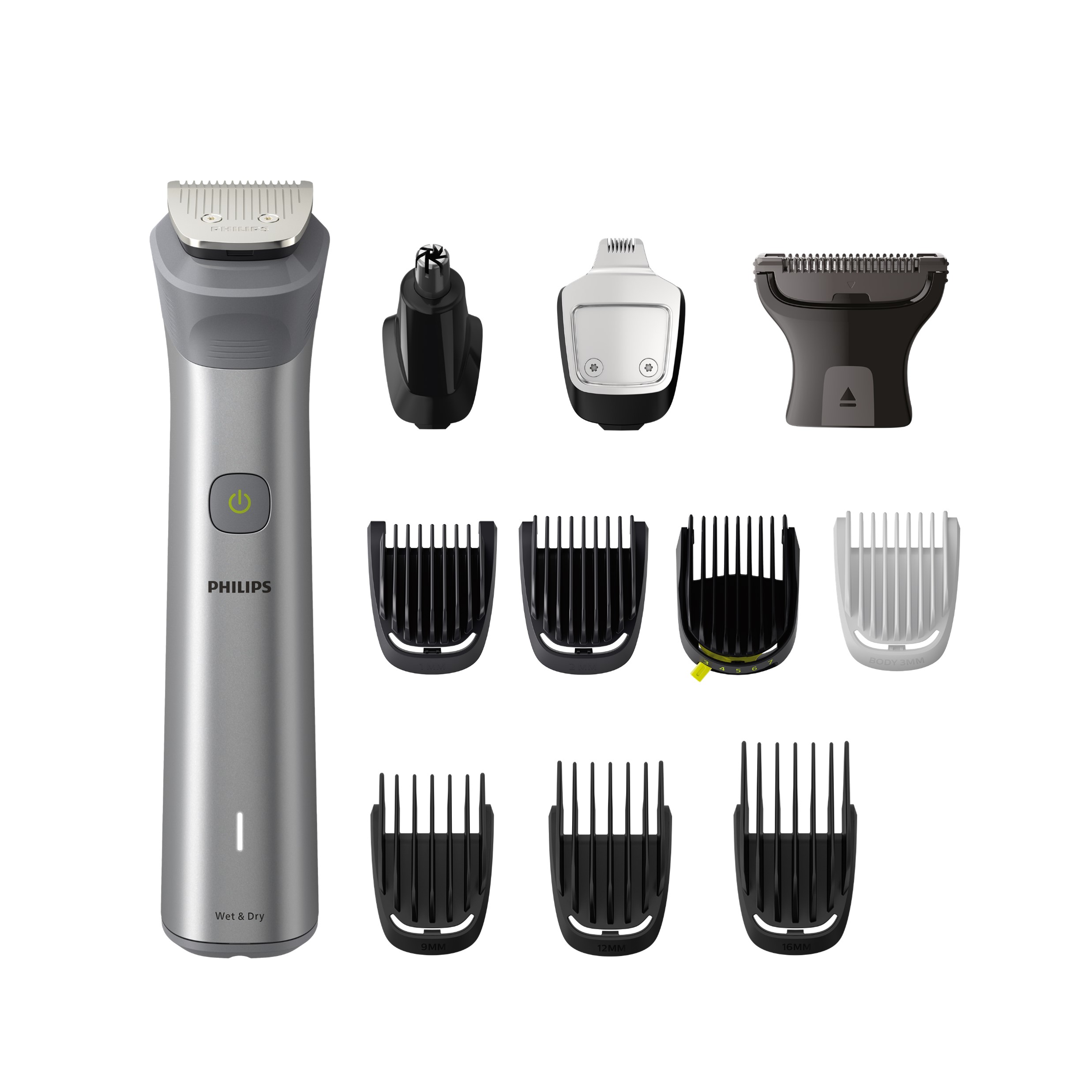 Philips Recortadora  All in One S5000 |12 en 1|Cara + Pelo + Cuerpo, Tecnología BeardSense; Peine ajustable 2x; 14 ajustes de longitud: 0,5 - 16 mm; 120 min  autonomía; Carga USB; Funda. (MG5940/15)