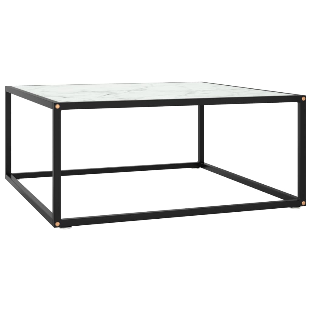 Vidaxl Mesa de Centro con Vidrio 80x80x35 Cm Transparente, Negro, Blanco