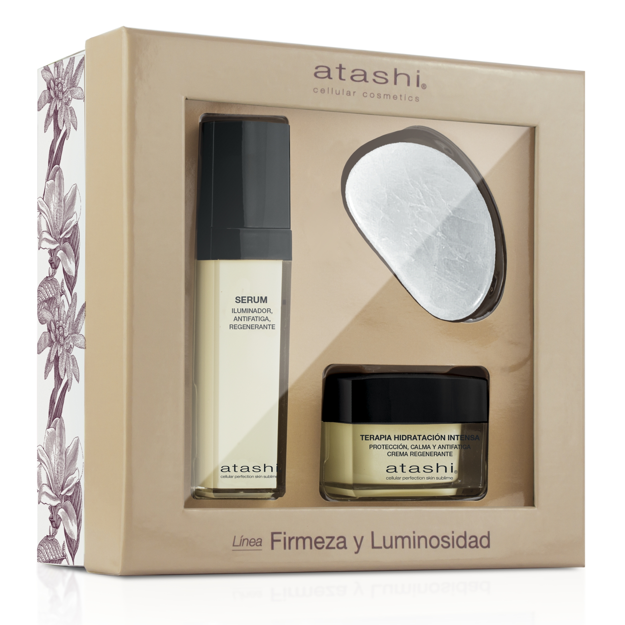 Atashi Cofre Ritual Efecto Buena Cara | Sérum Iluminador Antifatiga, 50 ml + Terapia Hidratación Intensa, 50 ml + Takimochiii | Hidrata, Unifica el Tono, Difumina Manchas e Ilumina