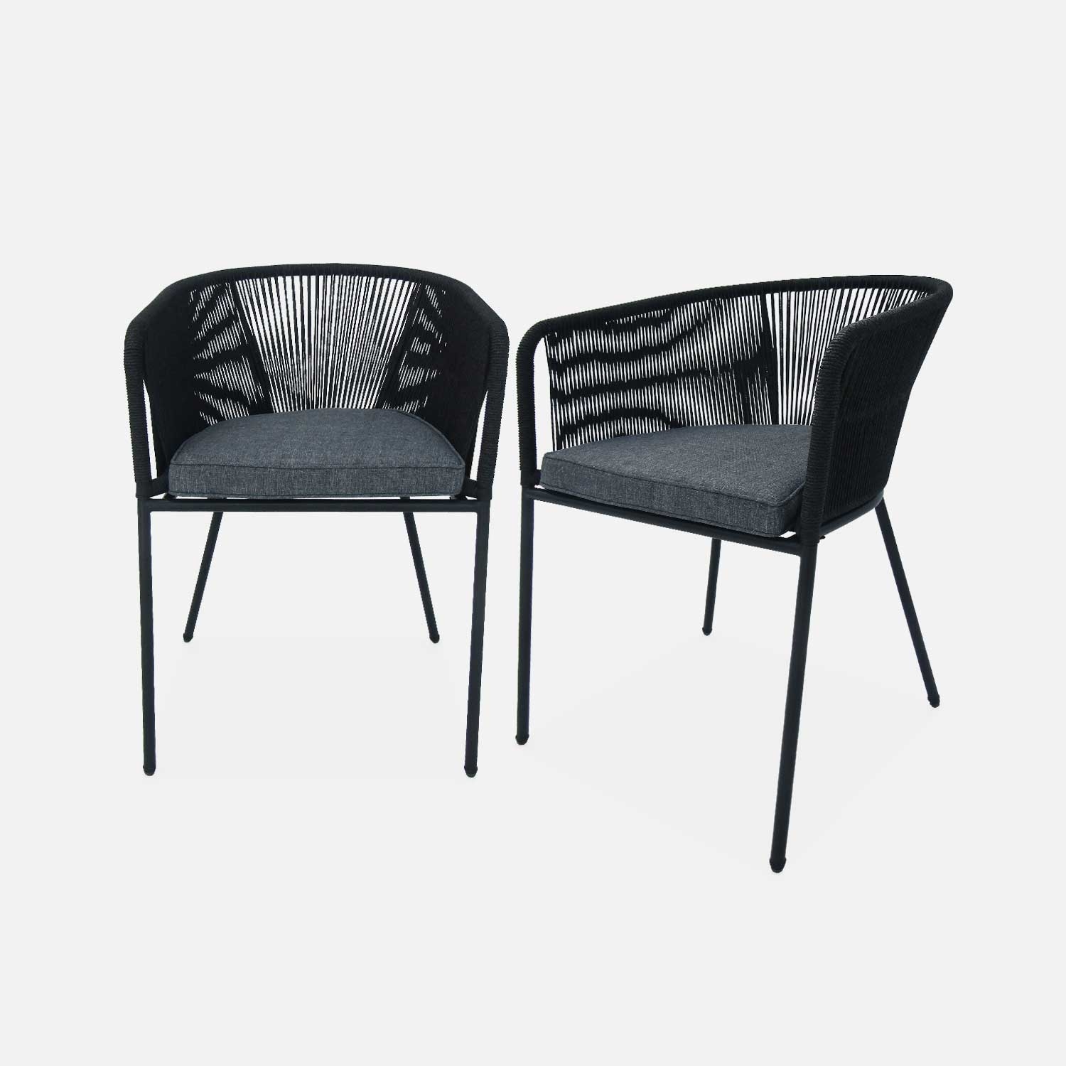 sweeek - Sillón de jardín de cuerda y acero galvanizado, set de 2 , Santos , 56x59x79