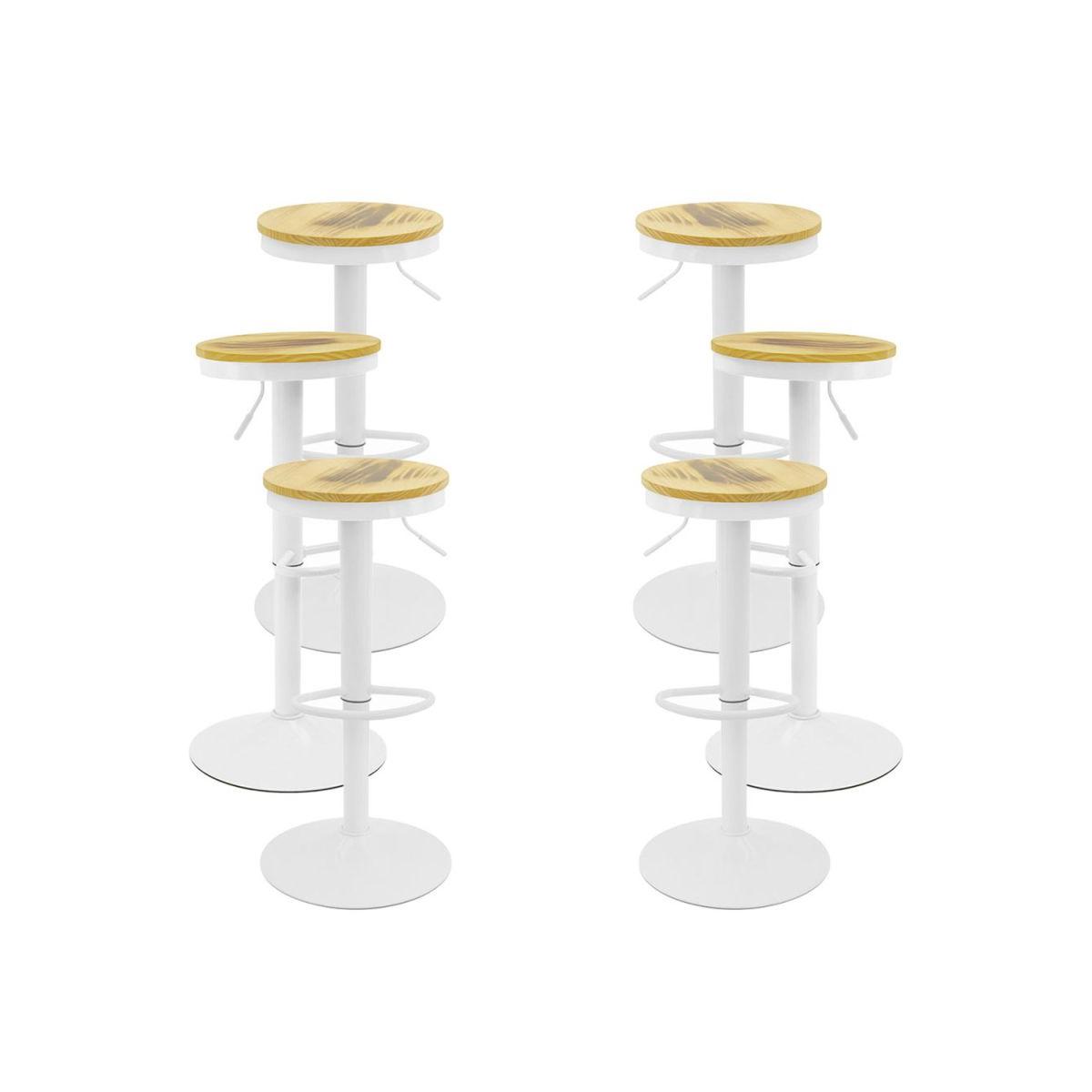 Regalos Miguel - Packs Taburetes Altos - Pack 6 Taburetes Vikin Asiento Madera - Blanco