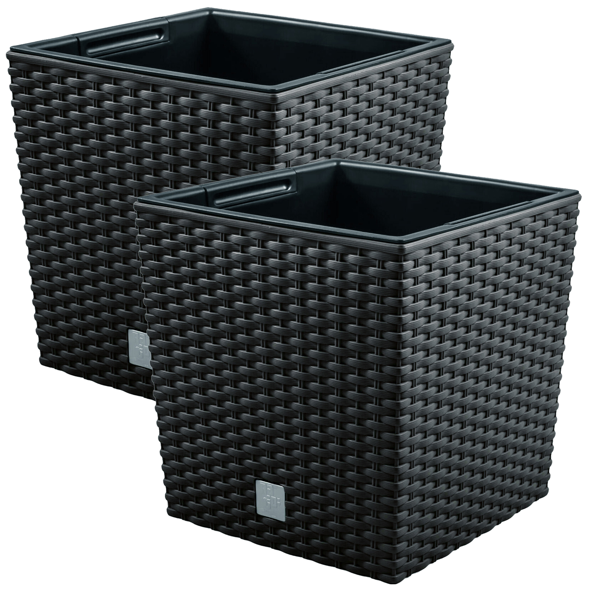 2 unidades de maceta rato 64 litros con cubilete para plantar en color antracita 40 x 40 x 41 cm. WELLHOME