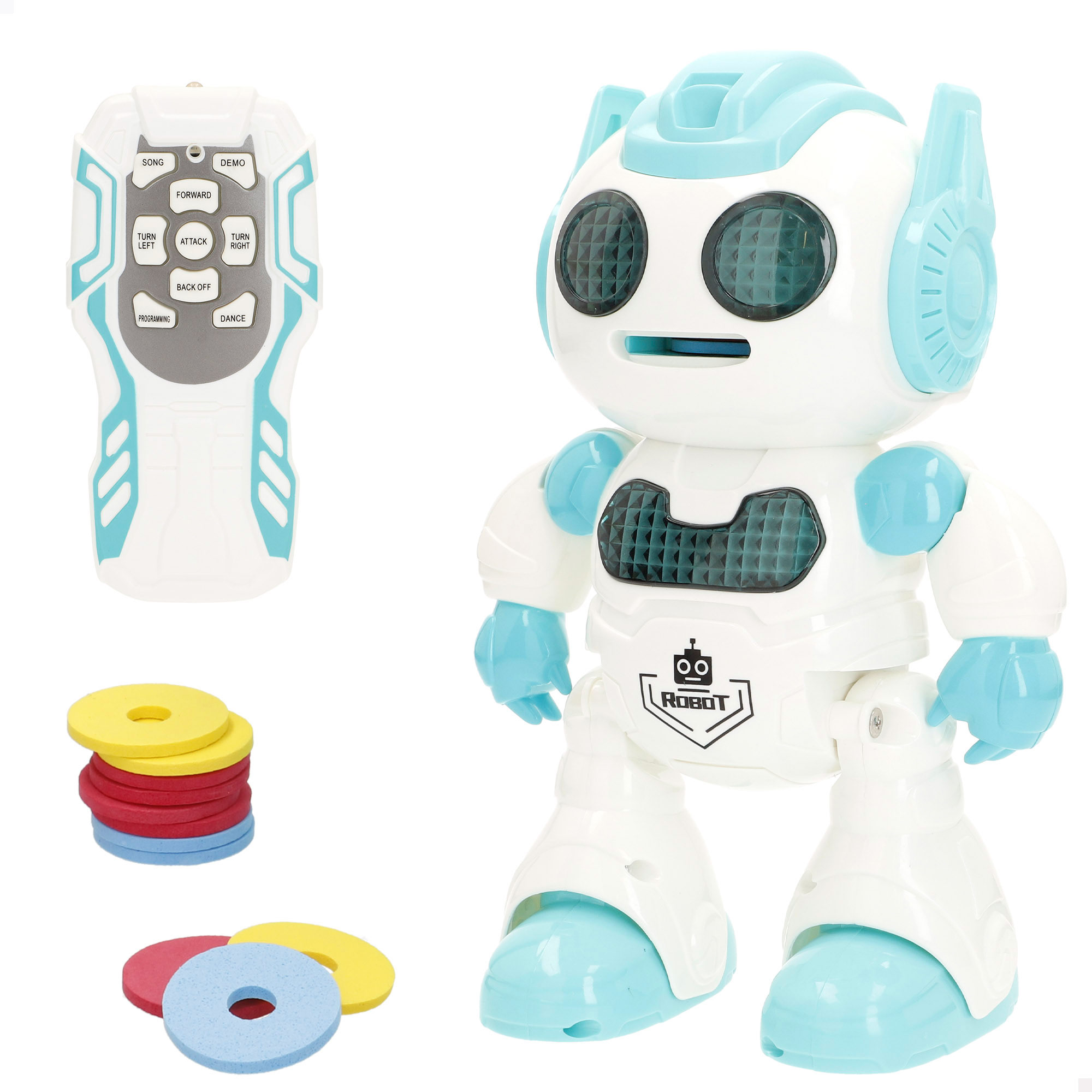 COLORBABY - Robot juguete teledirigido, inteligente e interactivo, 23 cm, luz y sonido, lanzadiscos en forma de OVNI, mando multifunción, robótica, robots teledirigidos, juguetes niños 3 años, regalo cumpleaños