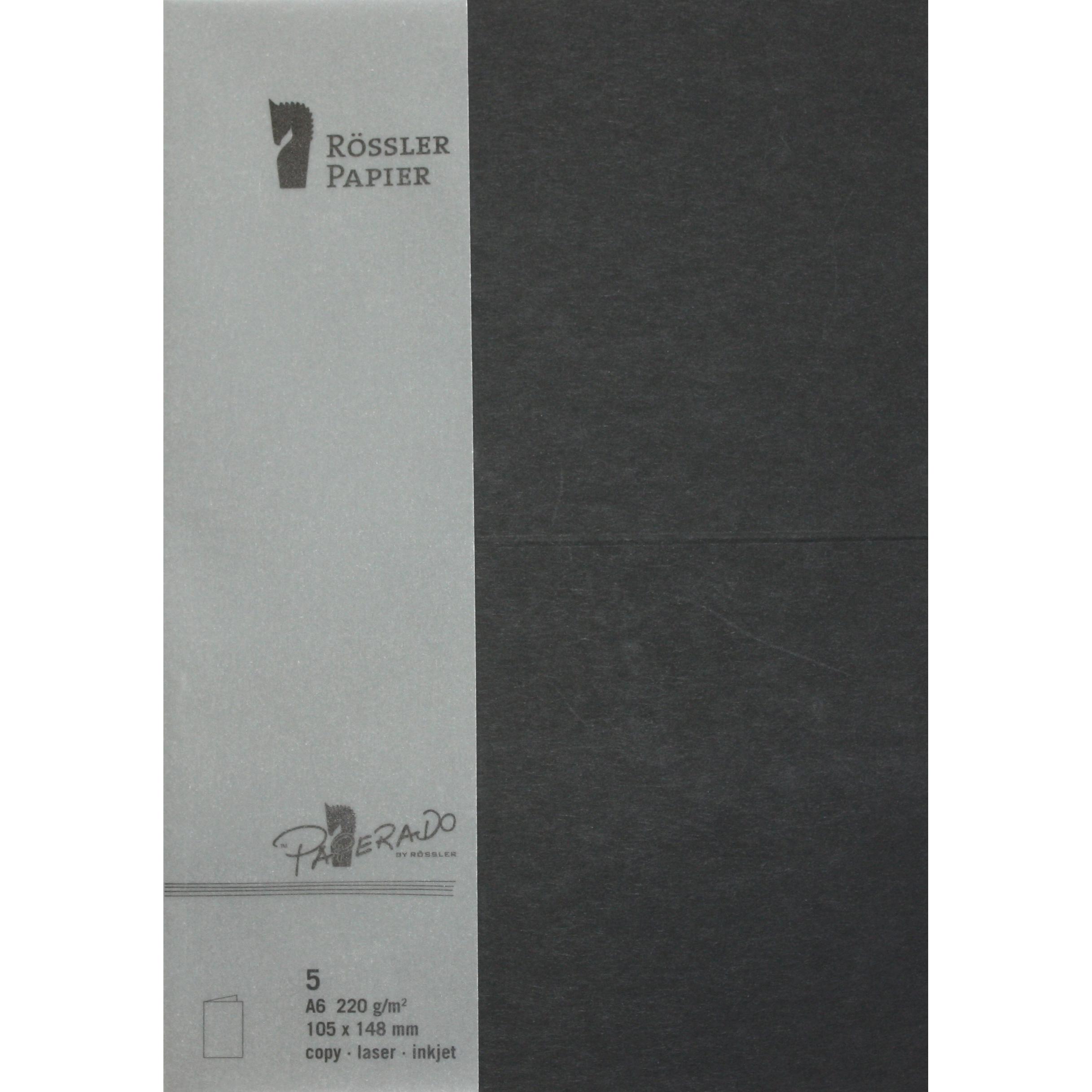 Rossler - Pack 5 unids. tarjeta doble a6 color negro